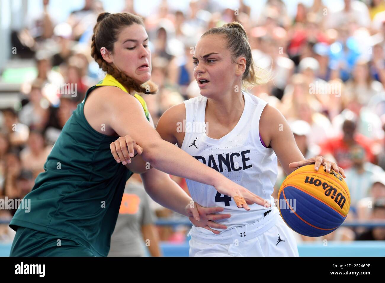 Mathilde Peyregne (Fra) competes and wins silver medal in women's basketball  3x3 during the Youth Olympic Games at Buenos Aires in Argentina, Day 12,  October 17, 2018, Photo Philippe Millereau / KMSP /