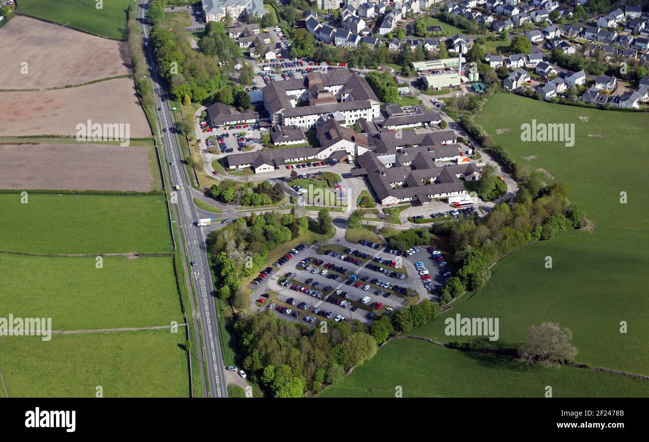 aerial view (from the south) of Westmorland General Hospital, Kendal, Cumbria Stock Photo