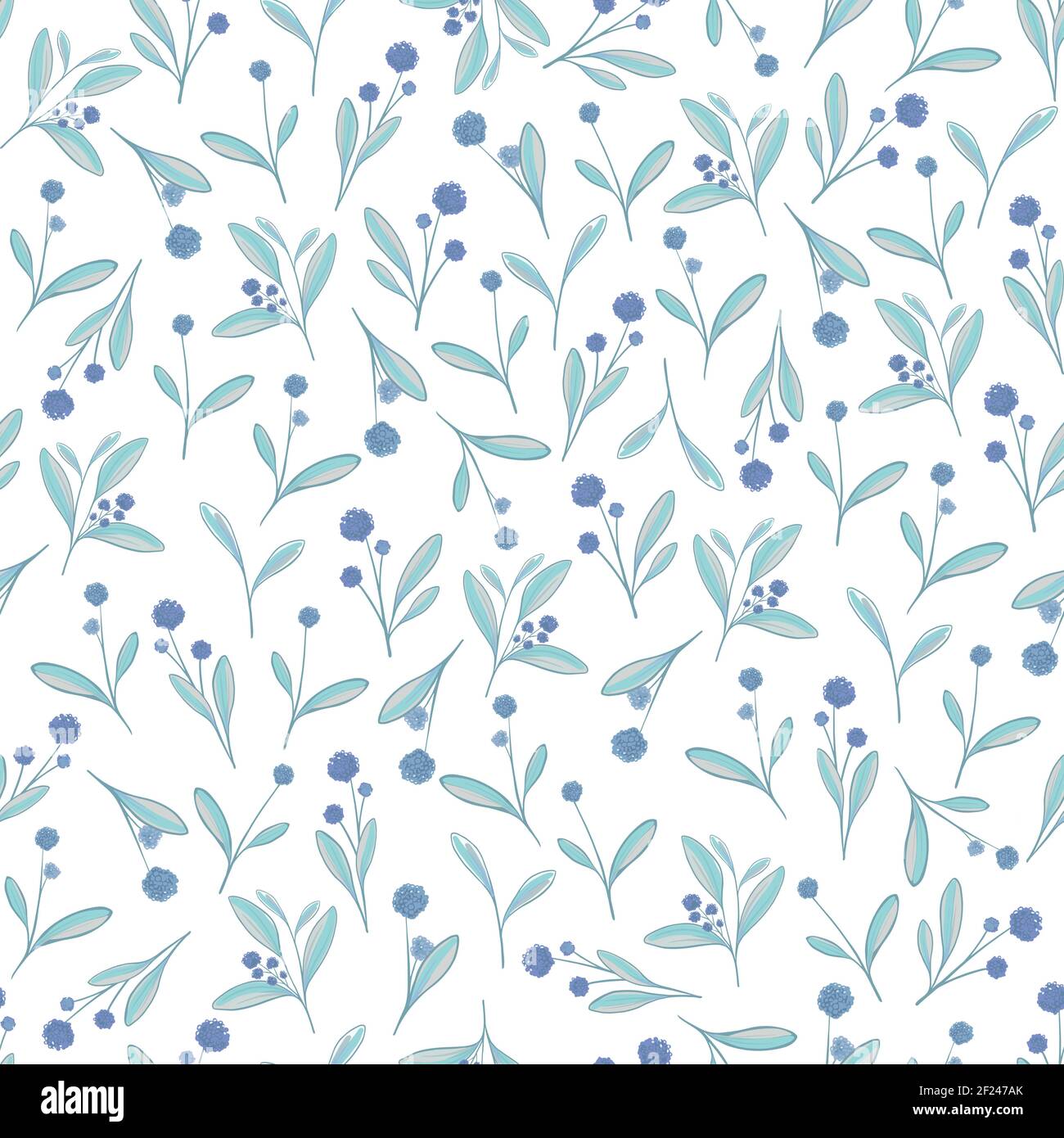 delicate floral vector pattern. delicate mint-colored flowers with lilac  flowers or berries Stock Vector Image & Art - Alamy