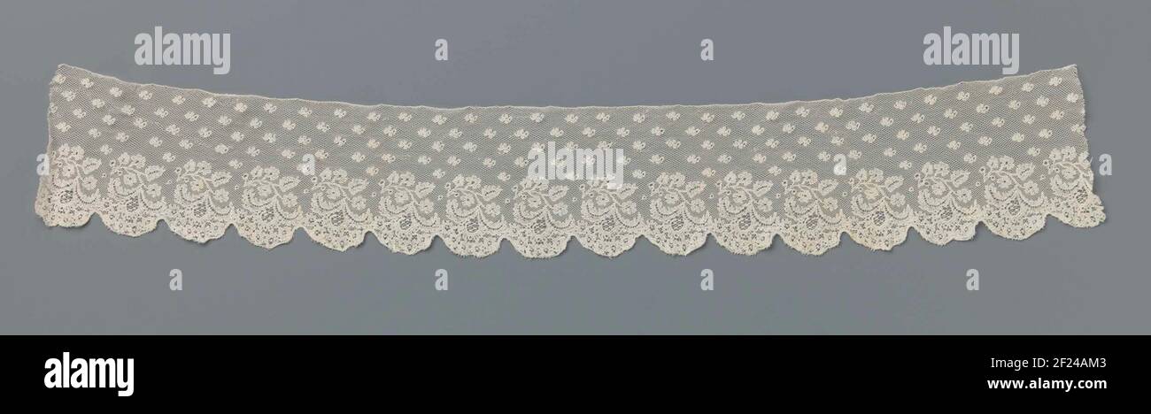 Strook kloskant met hangende bladtak.Natural collate strip: Mechelen ...