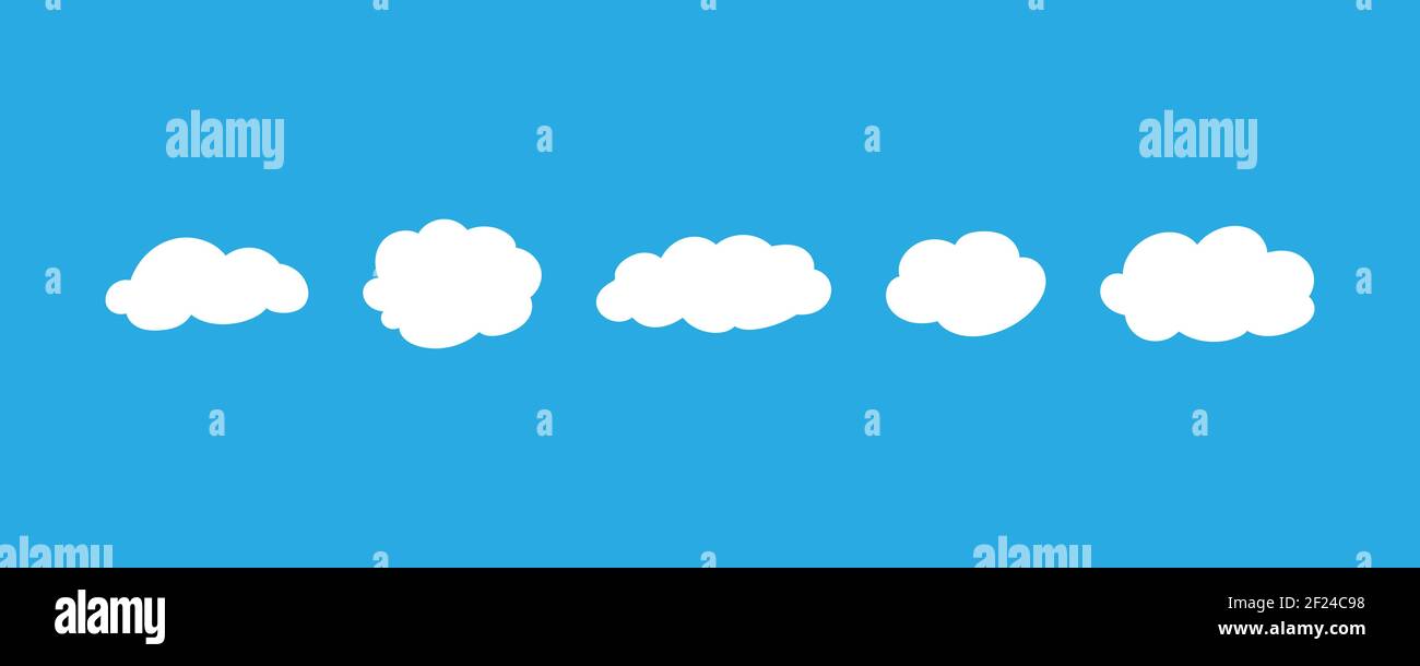 White hand-drawn clouds on a blue background. Vector illustration EPS 10 Stock Vector