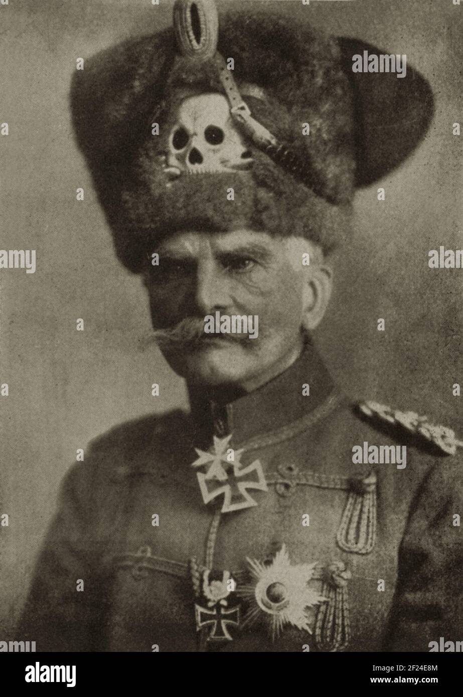 A vintage photo circa 1917 of the German field marshal Anton Ludwig Friedrich August Mackensen nick named The Last Hussar (6 December 1849 – 8 November 1945) He commanded the German army during the First World War of 1914–1918 and became one of the German Empire's most prominent and competent military leaders Stock Photo