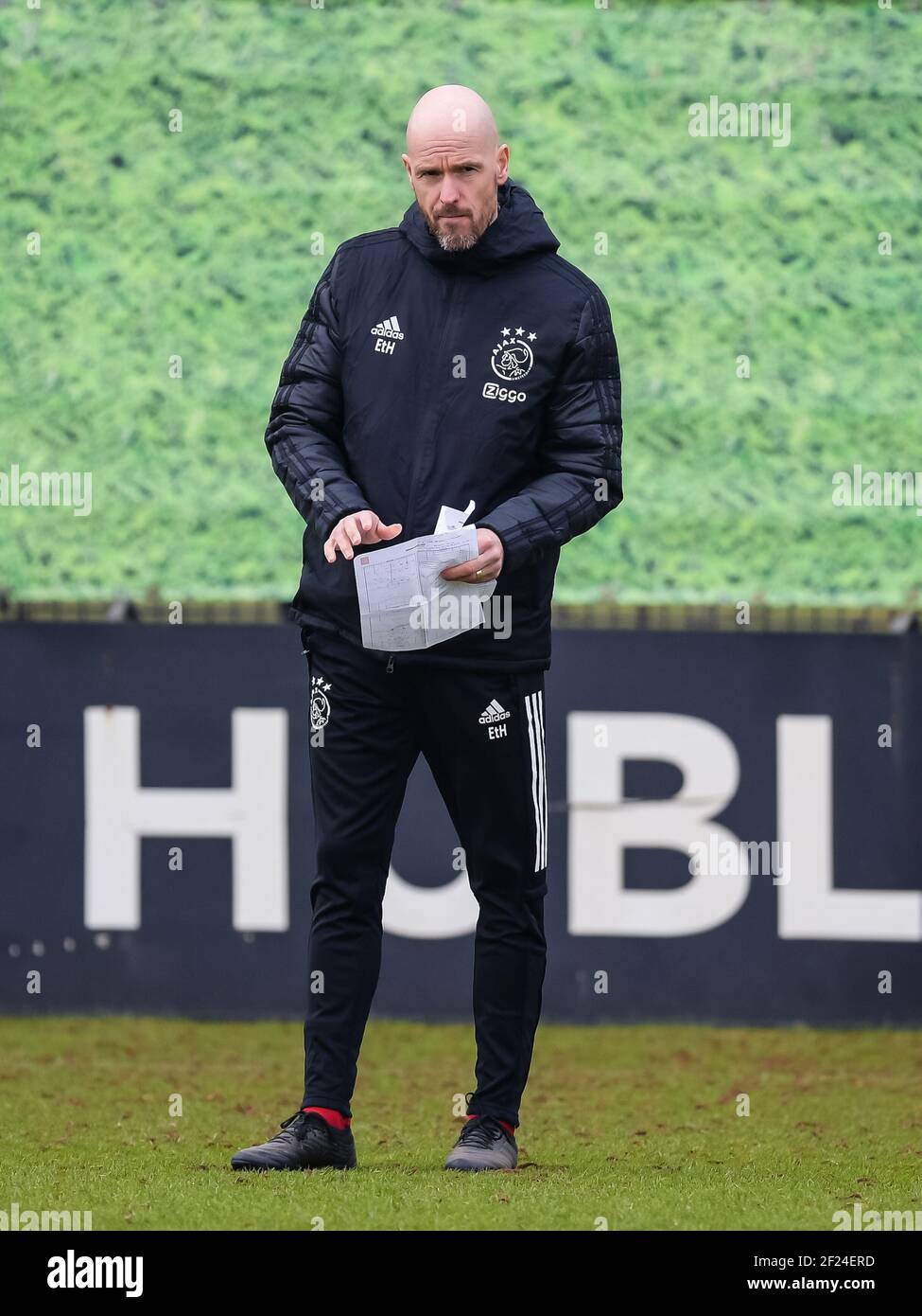 AMSTERDAM, NETHERLANDS - MARCH 10: trainer / coach Erik ten Hag of Ajax  during a training session prior to the match against Young Boys at De  Toekomst on March 10, 2021 in