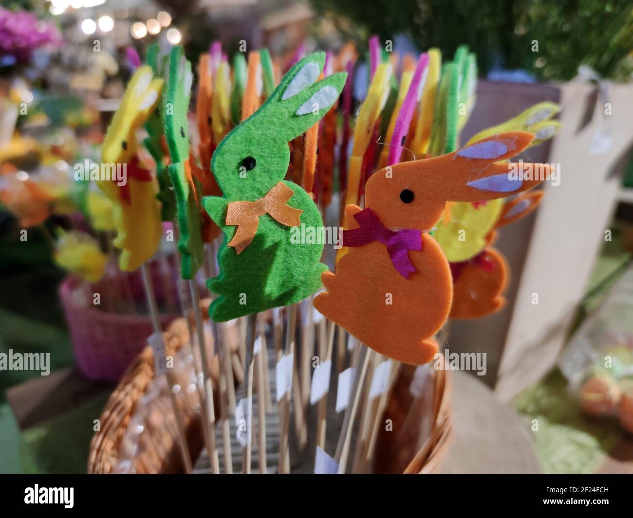 bunny Easter eggs and decorations detail Stock Photo - Alamy