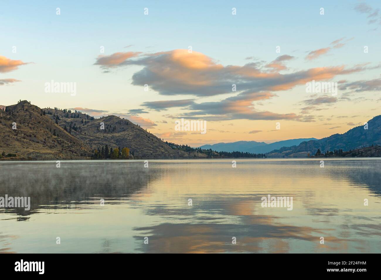 Sunrise over Skaha lake, Penticton, BC Stock Photo