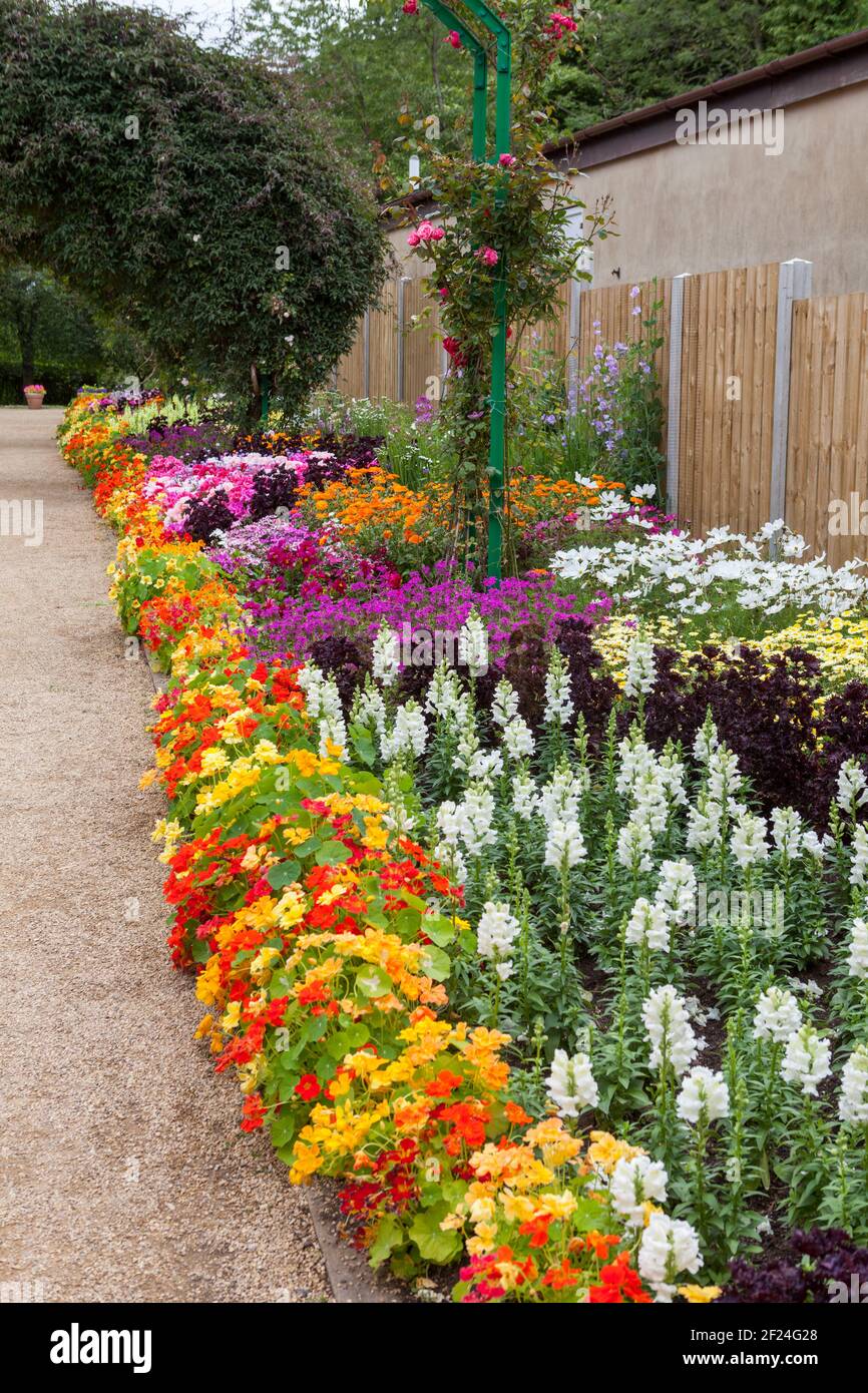 Colourful Summer flower beds in Roundhay Park, Leeds, West Yorkshire Stock Photo