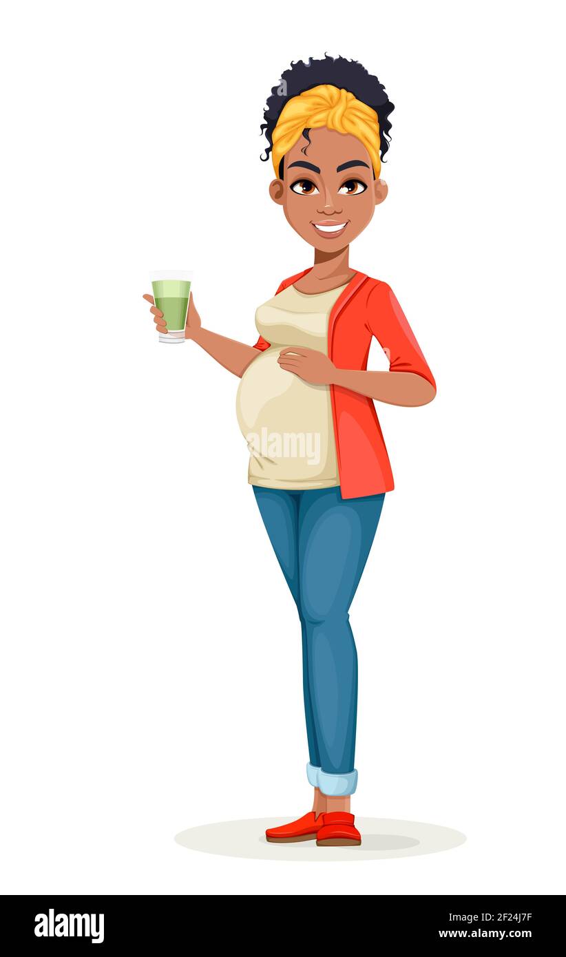 Beautiful African American pregnant woman holding smoothie. Happy young mother cartoon character. Stock vector illustration Stock Vector Image & Art - Alamy Beautiful African American pregnant woman holding smoothie. Happy young mother cartoon character. Stock vector illustration Stock Vector Image & Art - Alamy