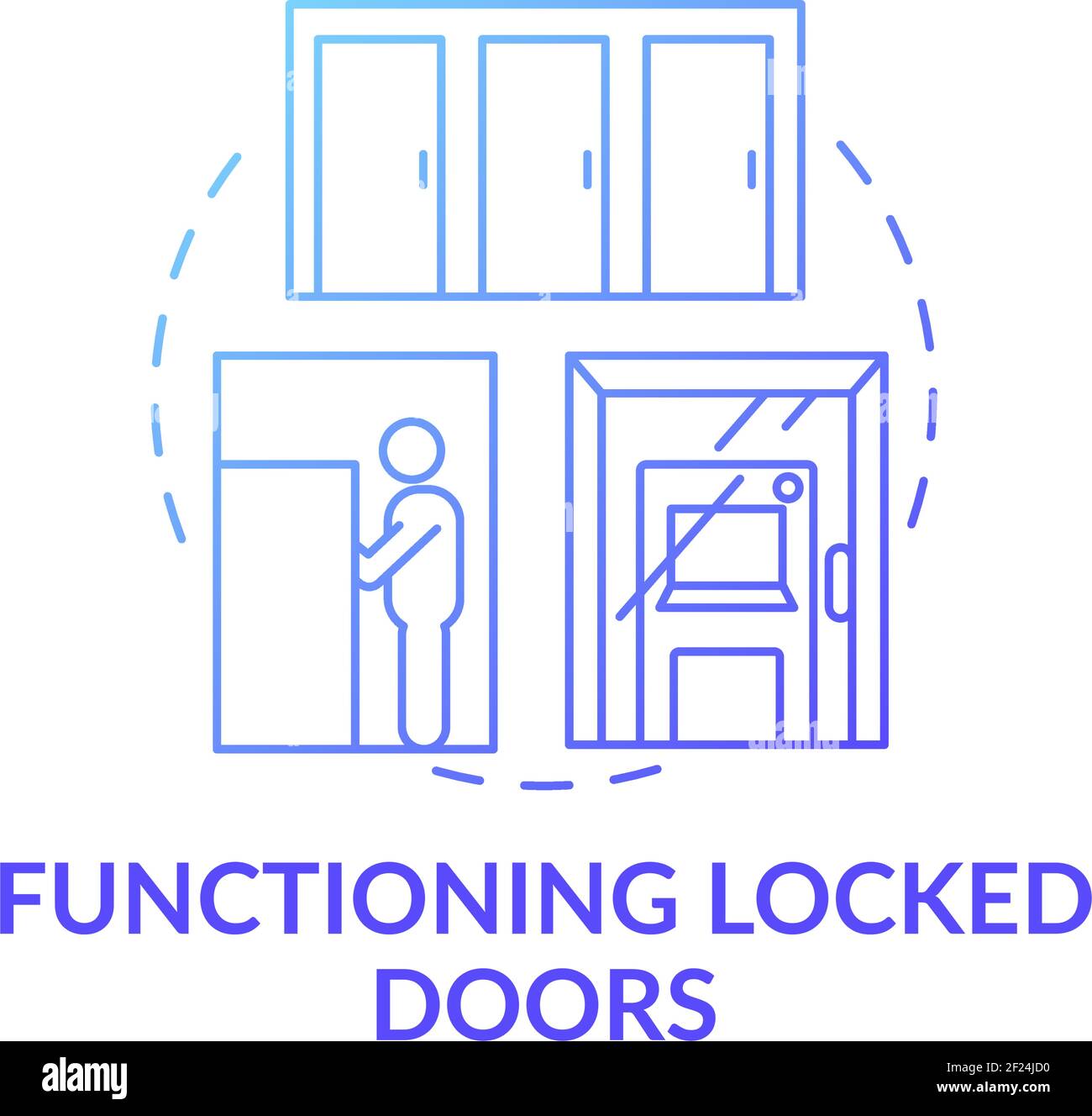 Functioning locked door concept icon Stock Vector