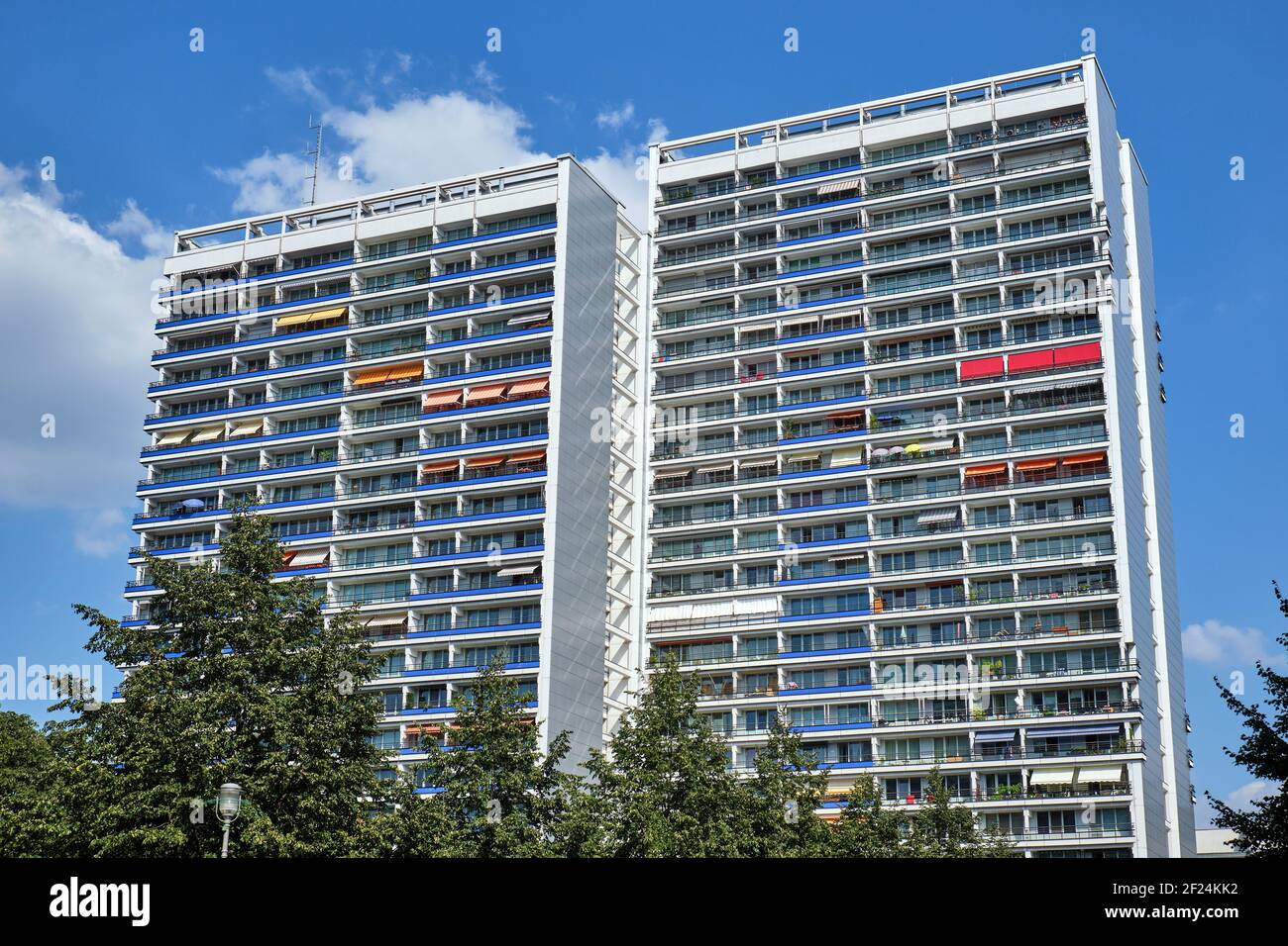 Typical subsidized housing seen in the former eastern part of Berlin Stock Photo