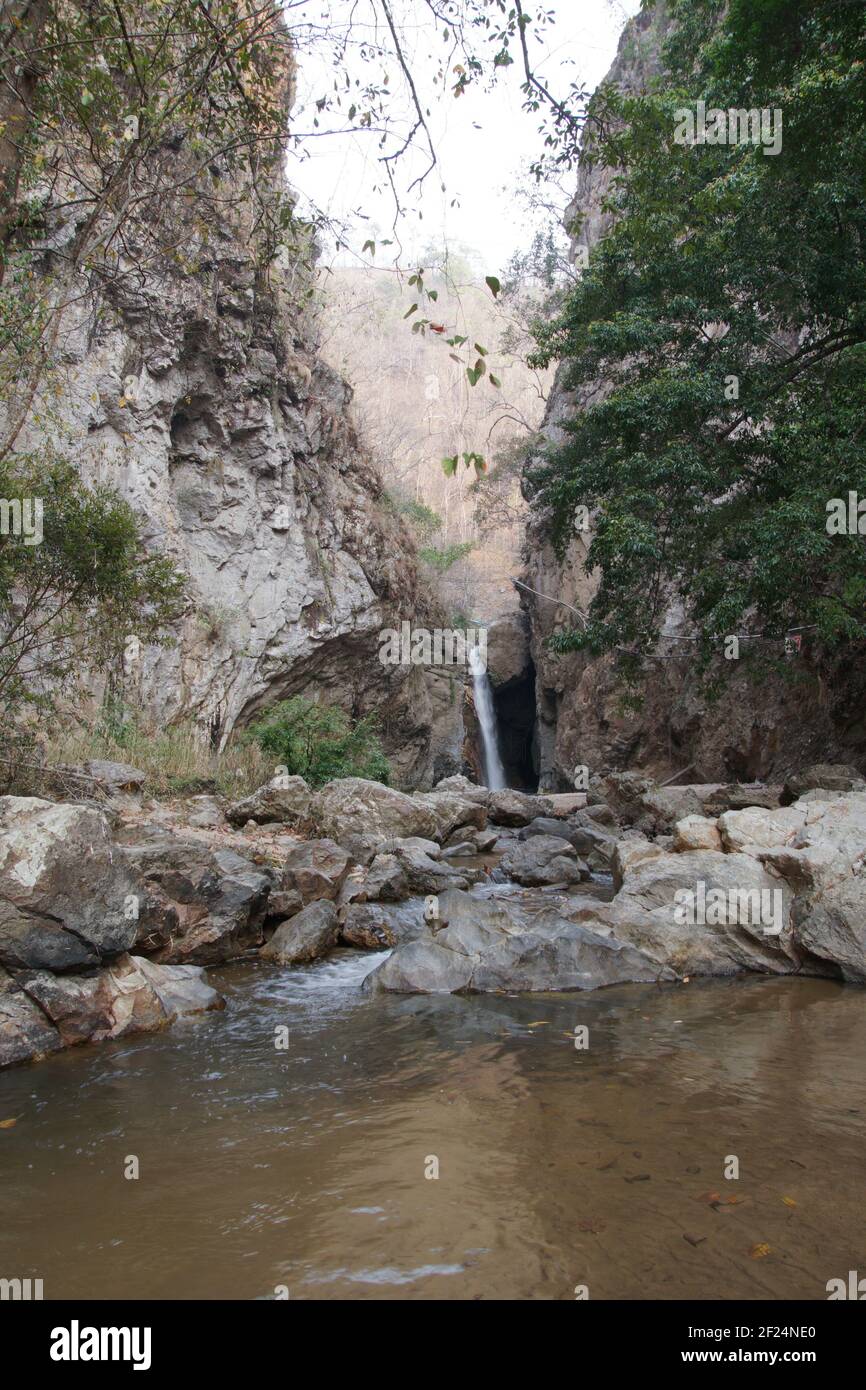 A vertical shot of a waterfall Stock Photo - Alamy