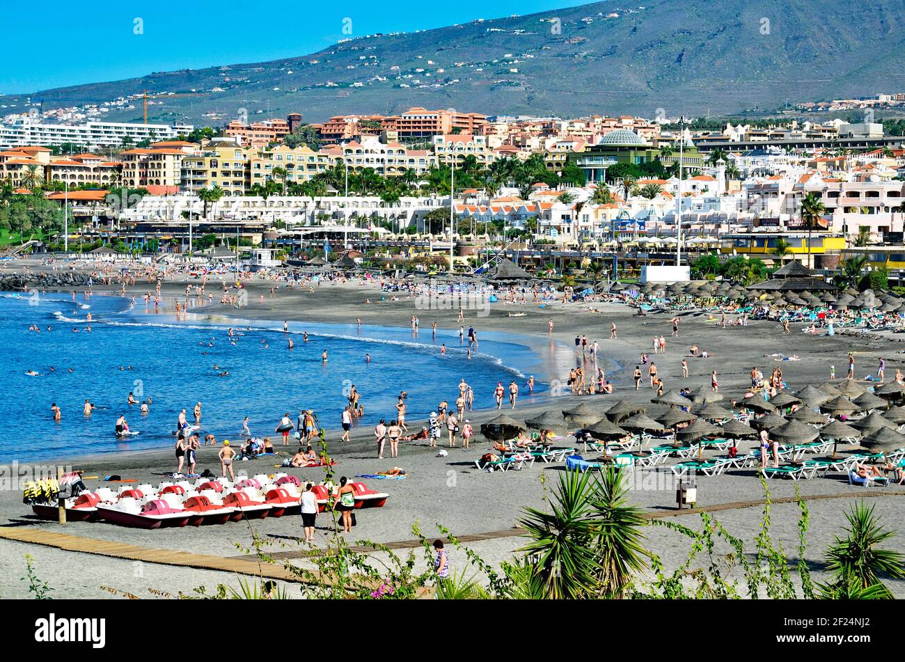 the beach at torviscas on the costa adeje in tenerife Stock Photo