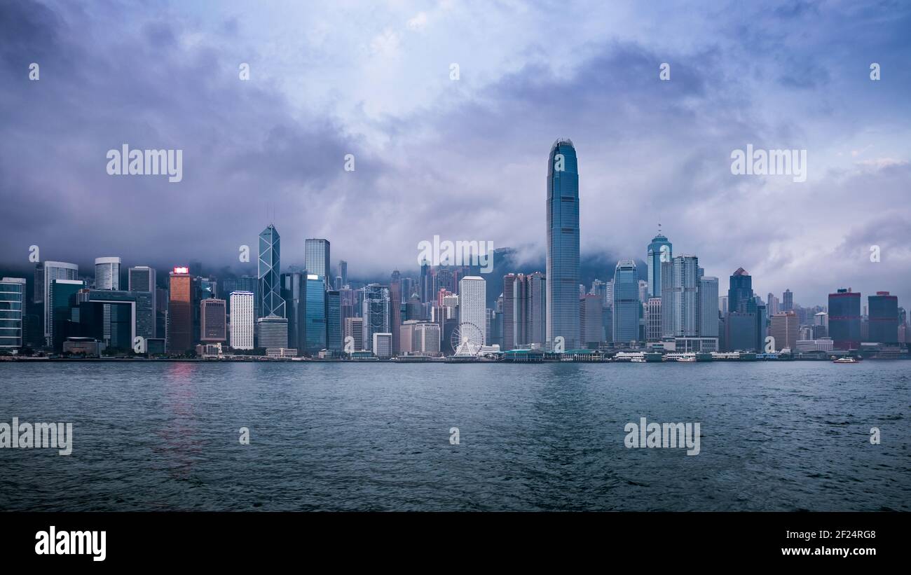Cloudy day at Victoria Harbour of Hong Kong Stock Photo - Alamy