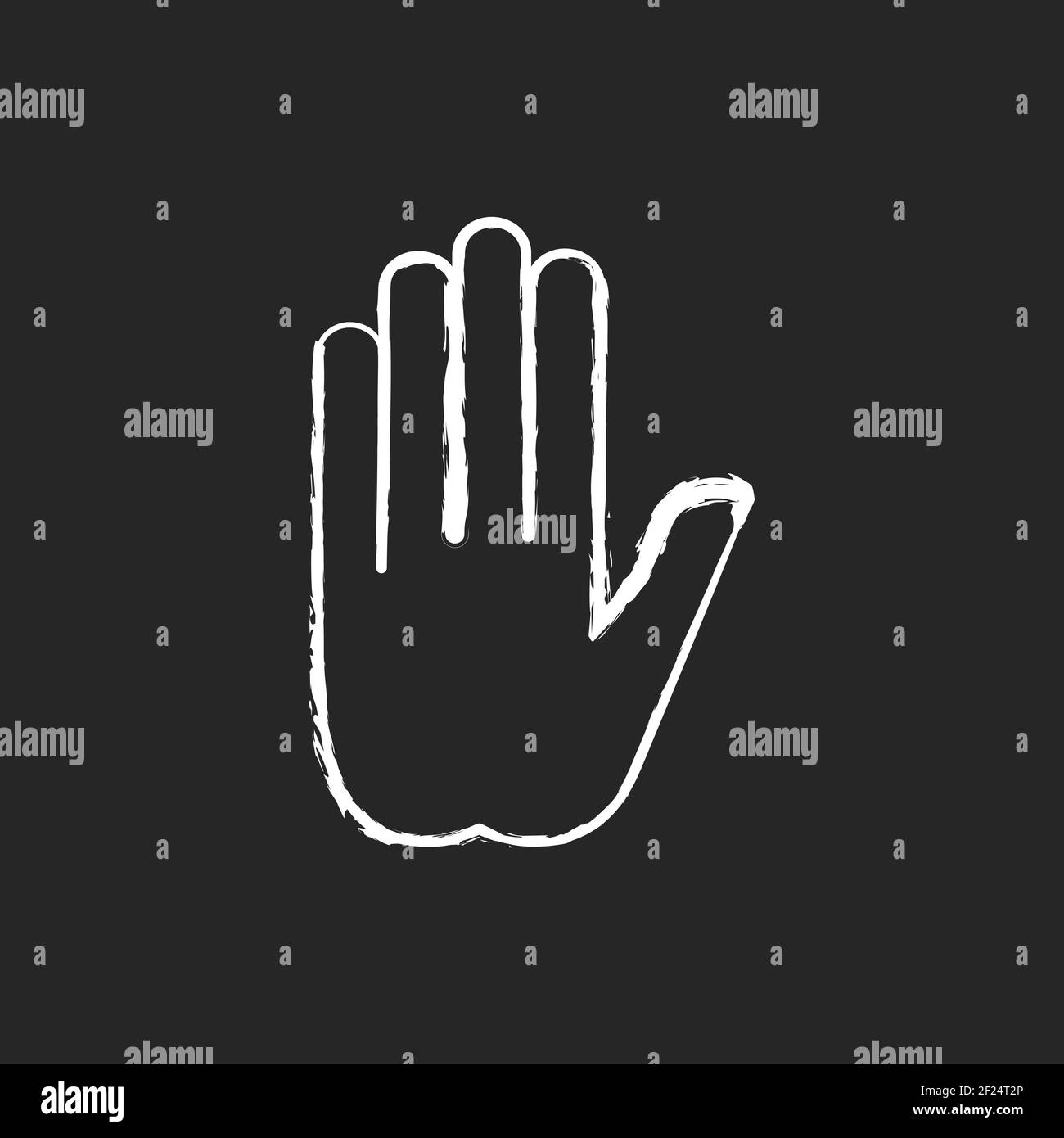 Stop gesture chalk white icon on black background Stock Vector