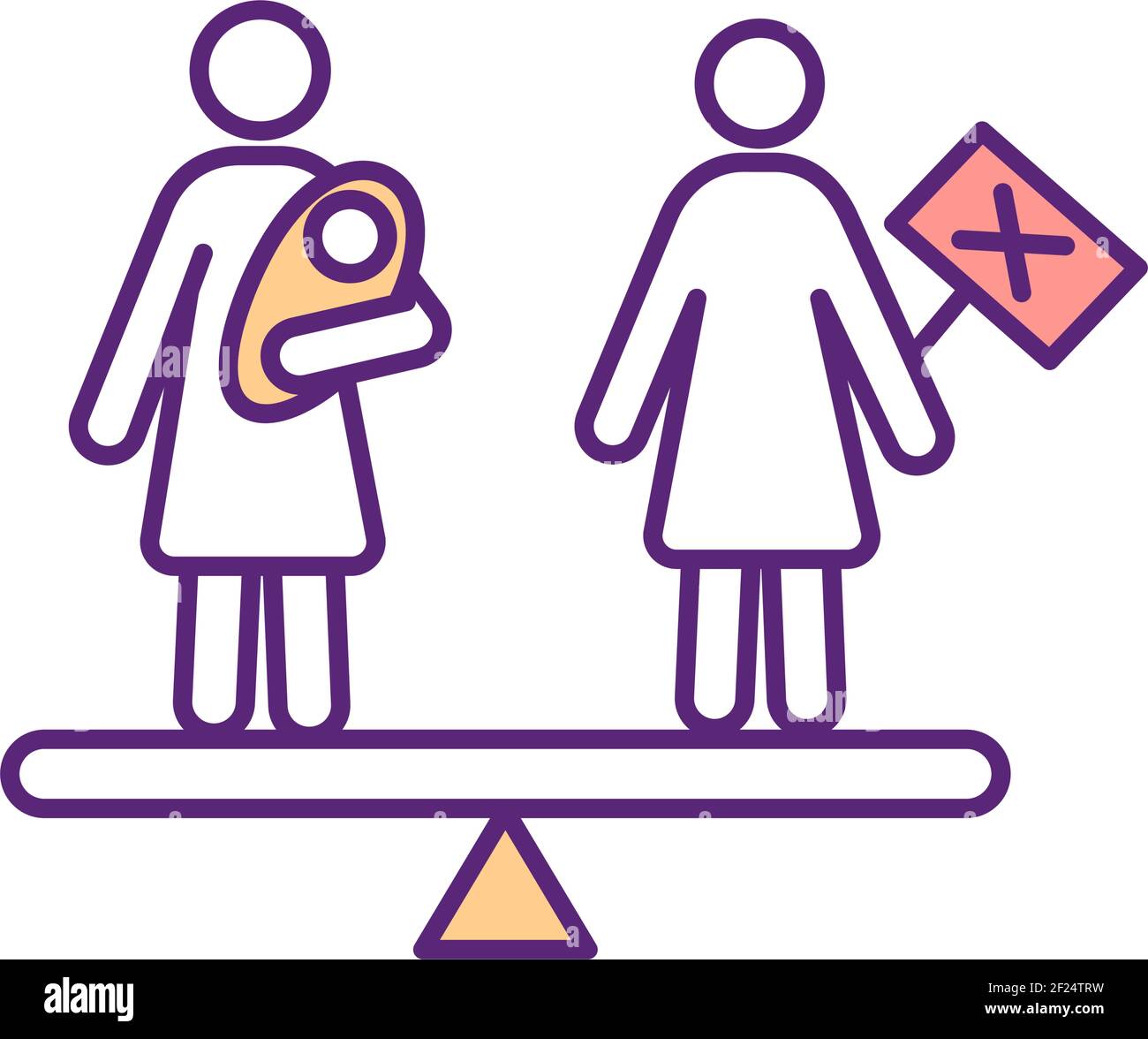 Abortion controversy RGB color icon Stock Vector
