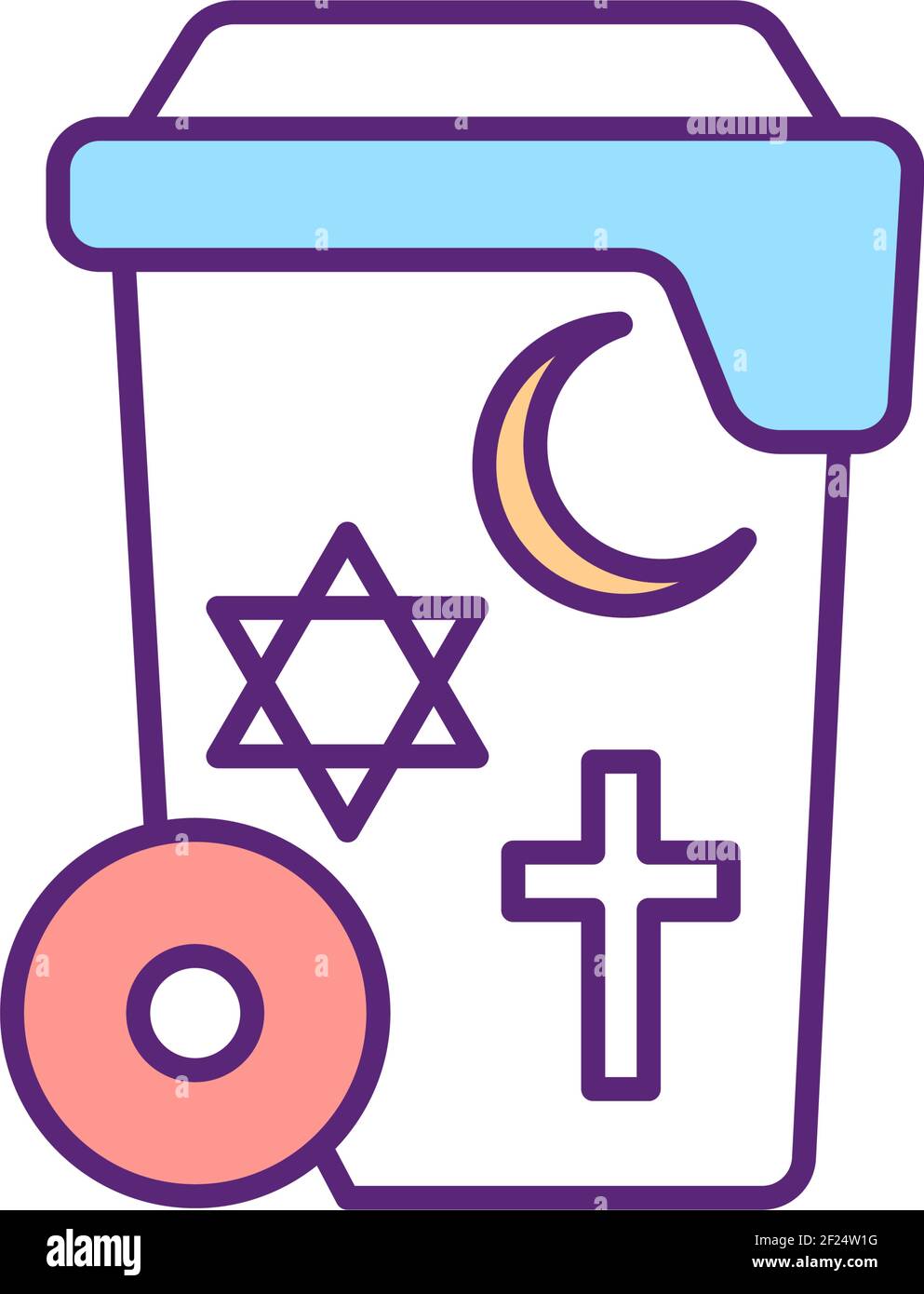 Global religions RGB color icon Stock Vector