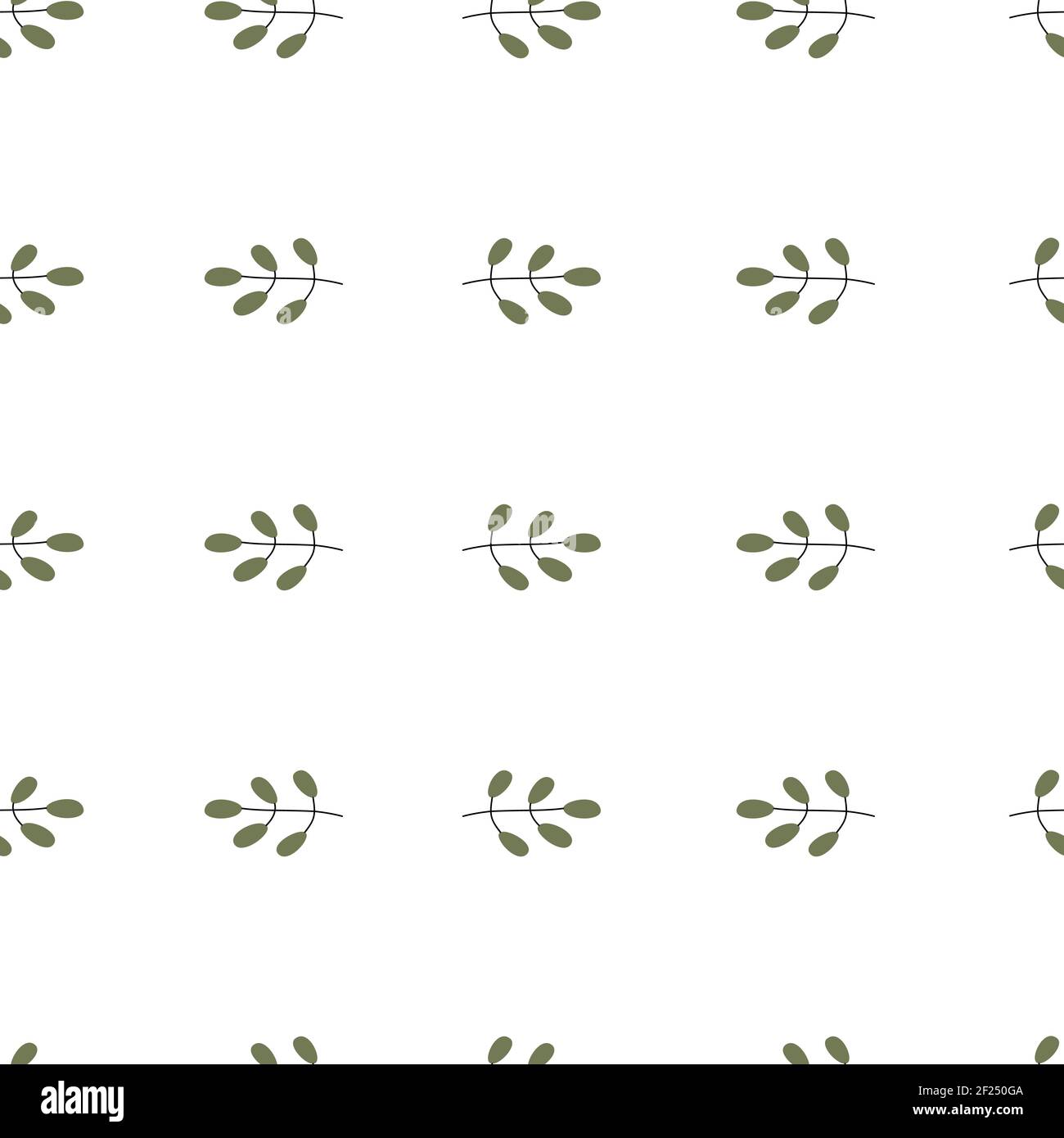 Simple seamless pattern with minimalist hand drawn leaves. Stock Vector