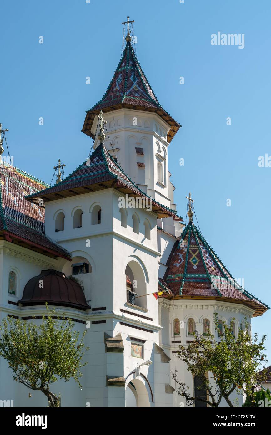 CAMPULUNG MOLDOVENESC, TRANSYLVANIA/ROMANIA - SEPTEMBER 18 : Exterior view of the Assumption Cathedral in Campulung Moldovenesc Stock Photo