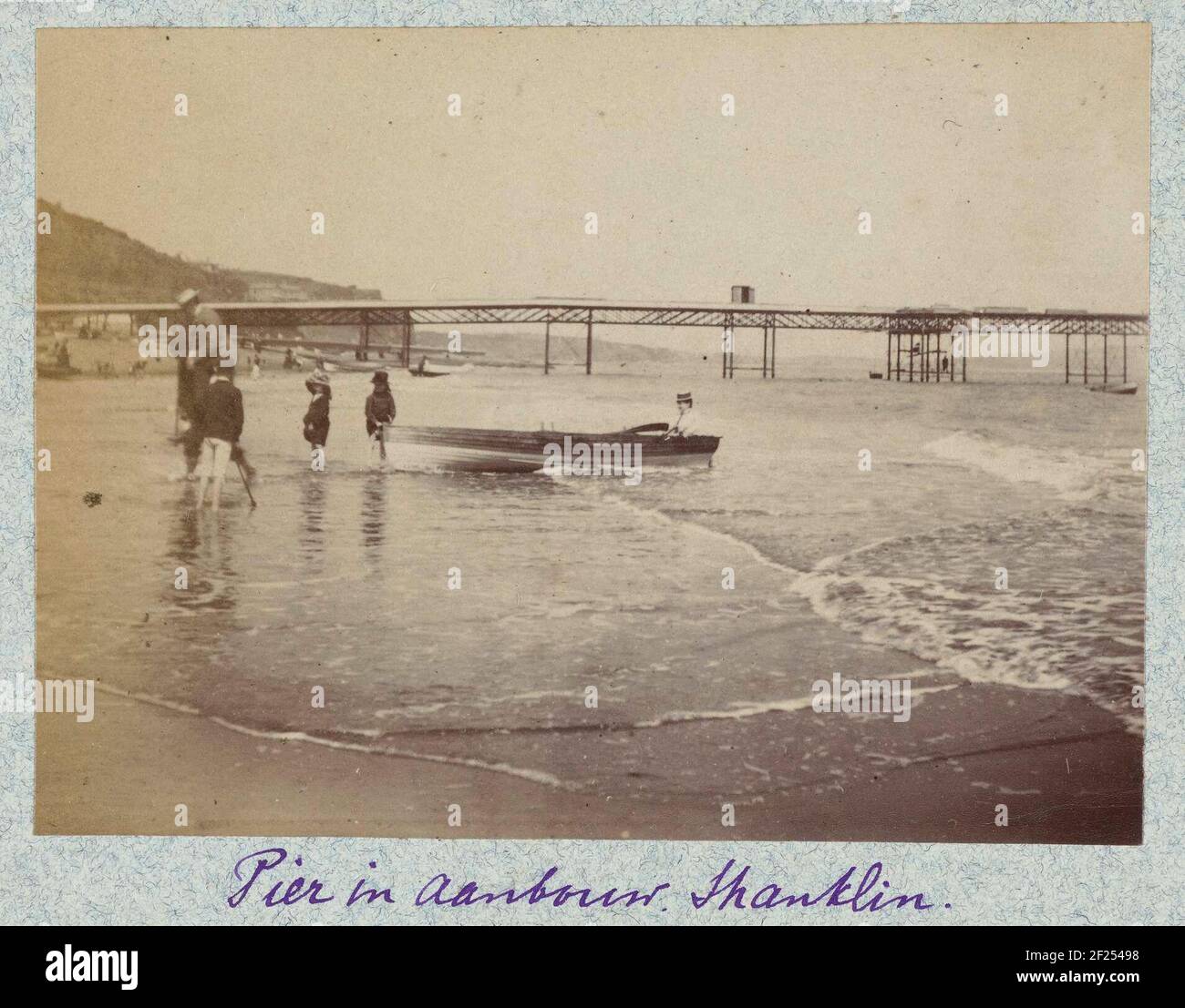Pier under construction and beach in Shanklin on Isle of Wight Stock