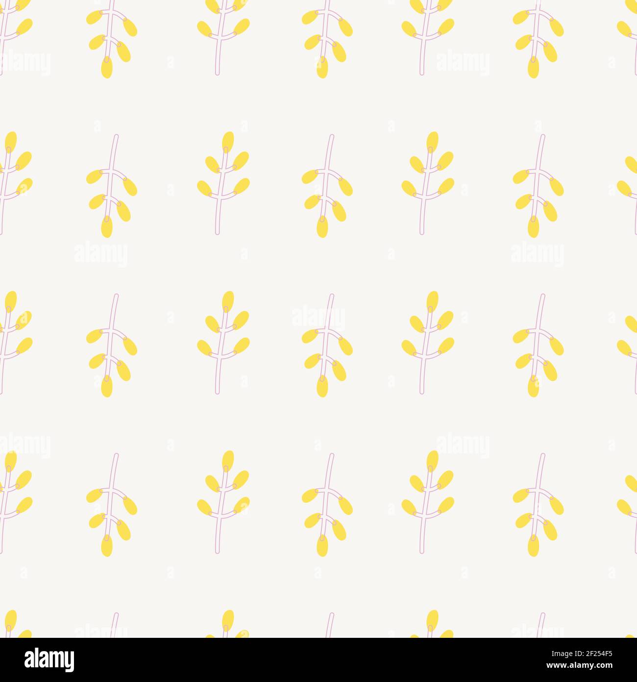 Simple seamless pattern with minimalist hand drawn yellow leaves. Stock Vector