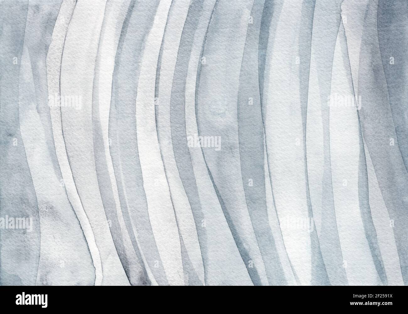 Watercolor stripes background in gray blue colors. Hand painted illustration of wavy lines and gradient Stock Photo