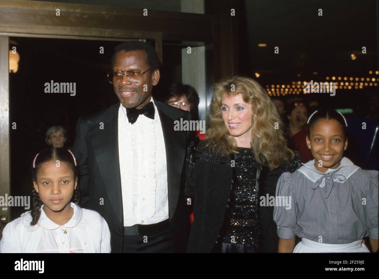 CENTURY CITY, CA - MARCH 20: Sidney Poitier, wife Joanna Shimkus and daughters attend the opening of 'Dreamgirls' on March 20, 1983 at the Shubert Theater in Century City, Californi Credit: Ralph Dominguez/MediaPunch Stock Photo