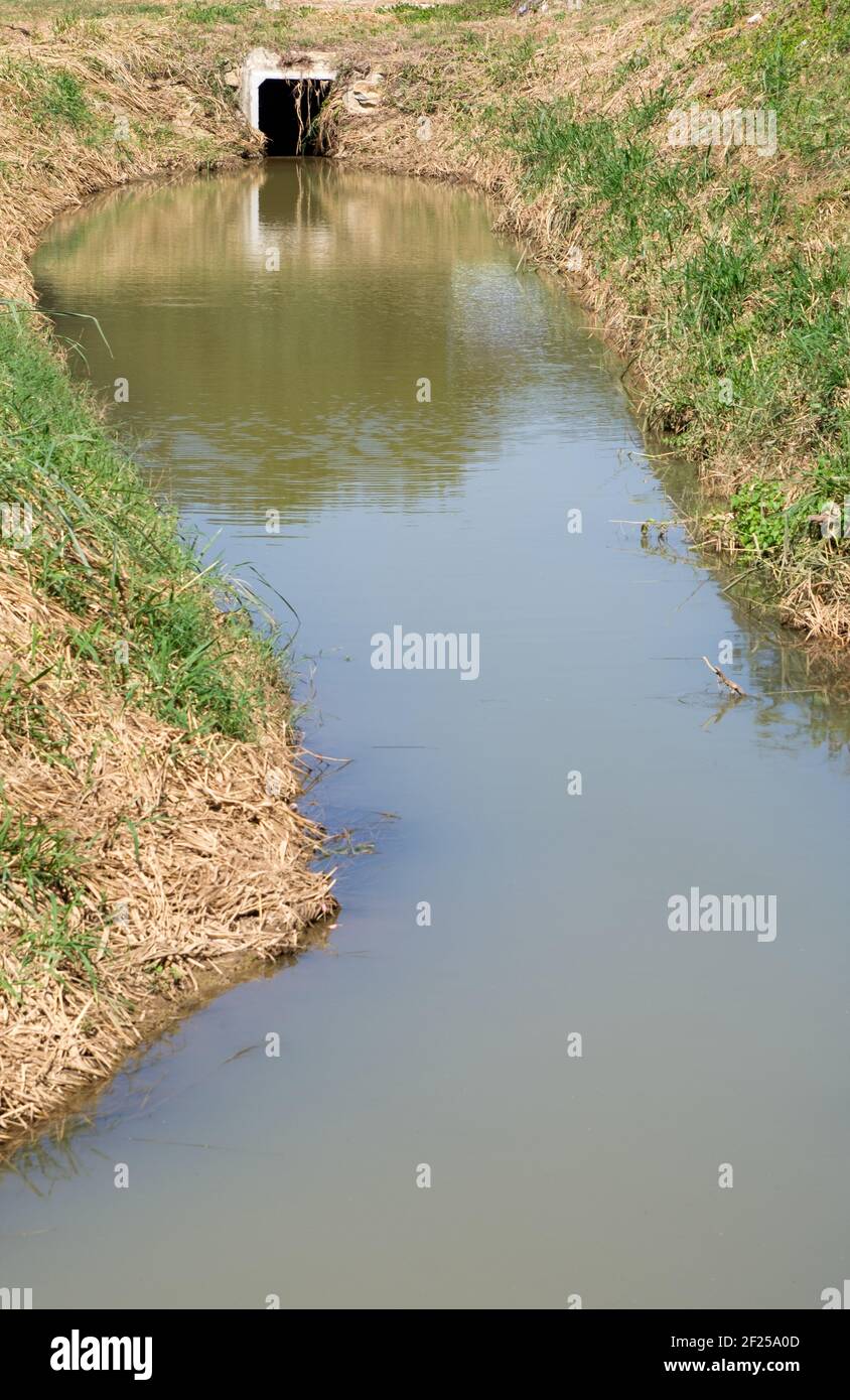 Drainage channels from reservoirs irrigation with the concrete pipe for