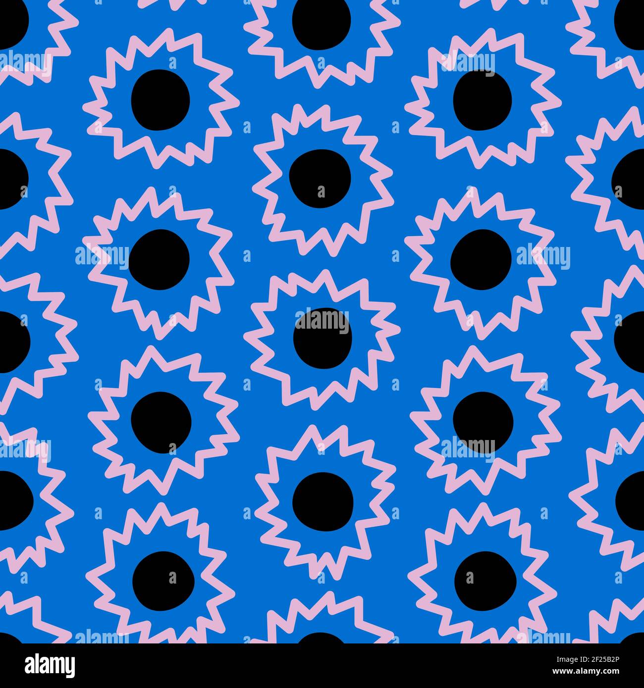 Blue seamless pattern with colorful modern flowers  Stock Vector