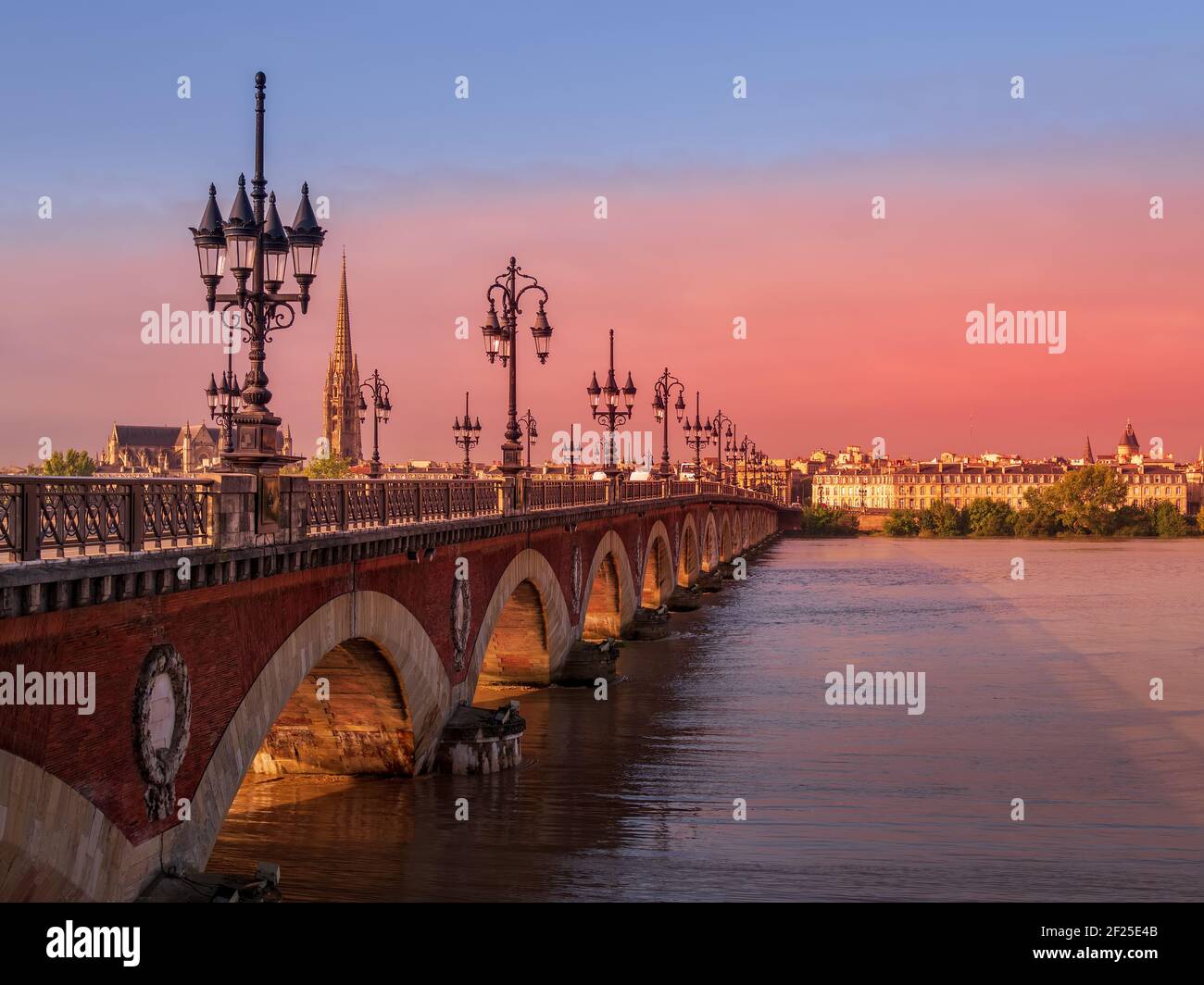 BORDEAUX/FRANCE - SEPTEMBER 19 : The Pont de Pierre Spanning the River Garonne in Bordeaux France on September 19, 2016 Stock Photo