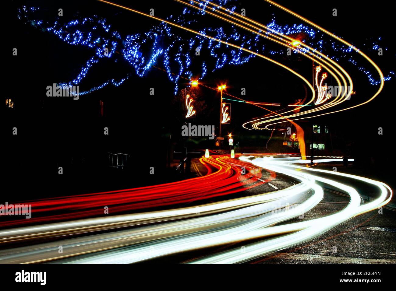 Light Trails Caterham On The Hill Stock Photo
