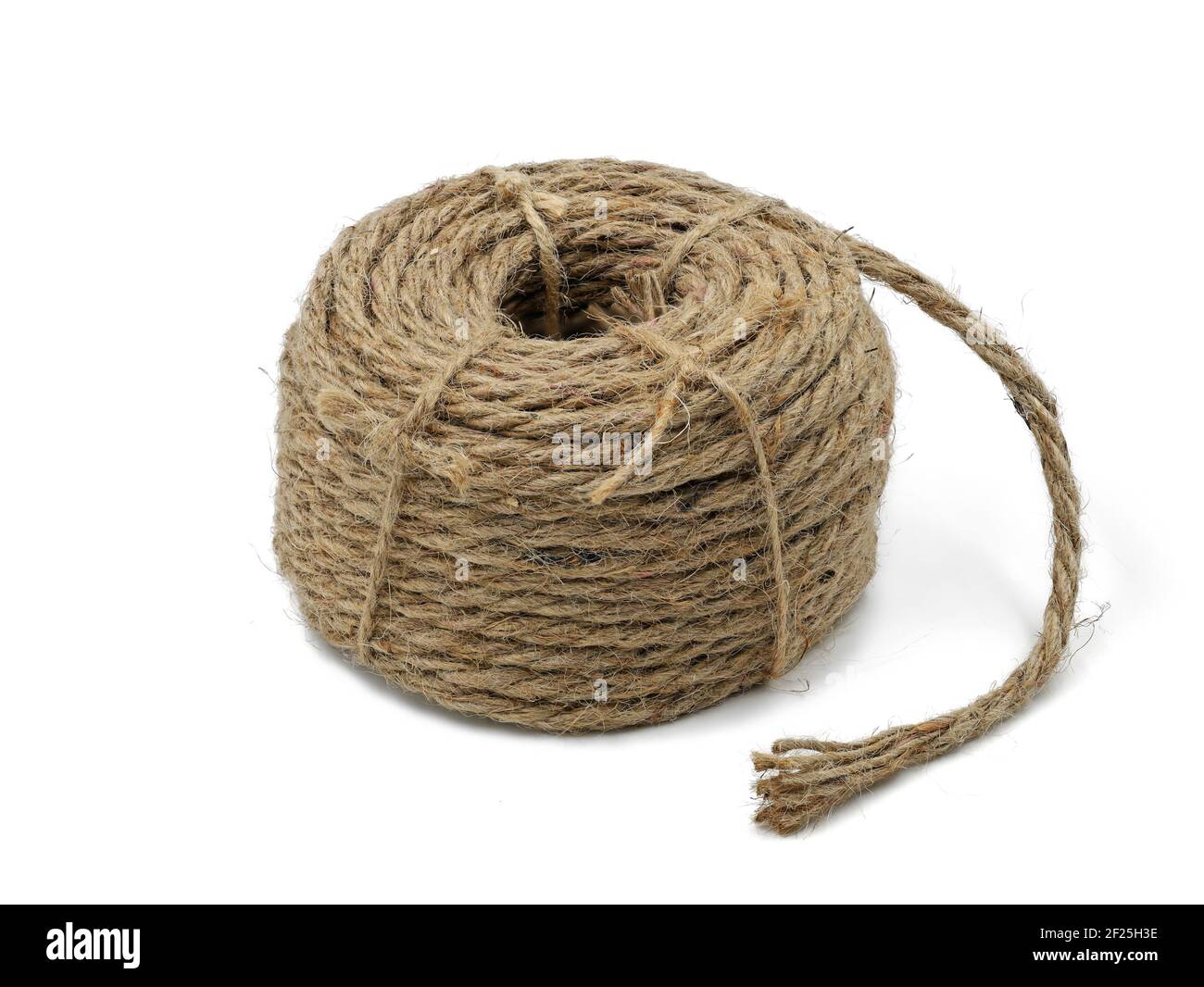 rolled jute twine isolated on white background Stock Photo
