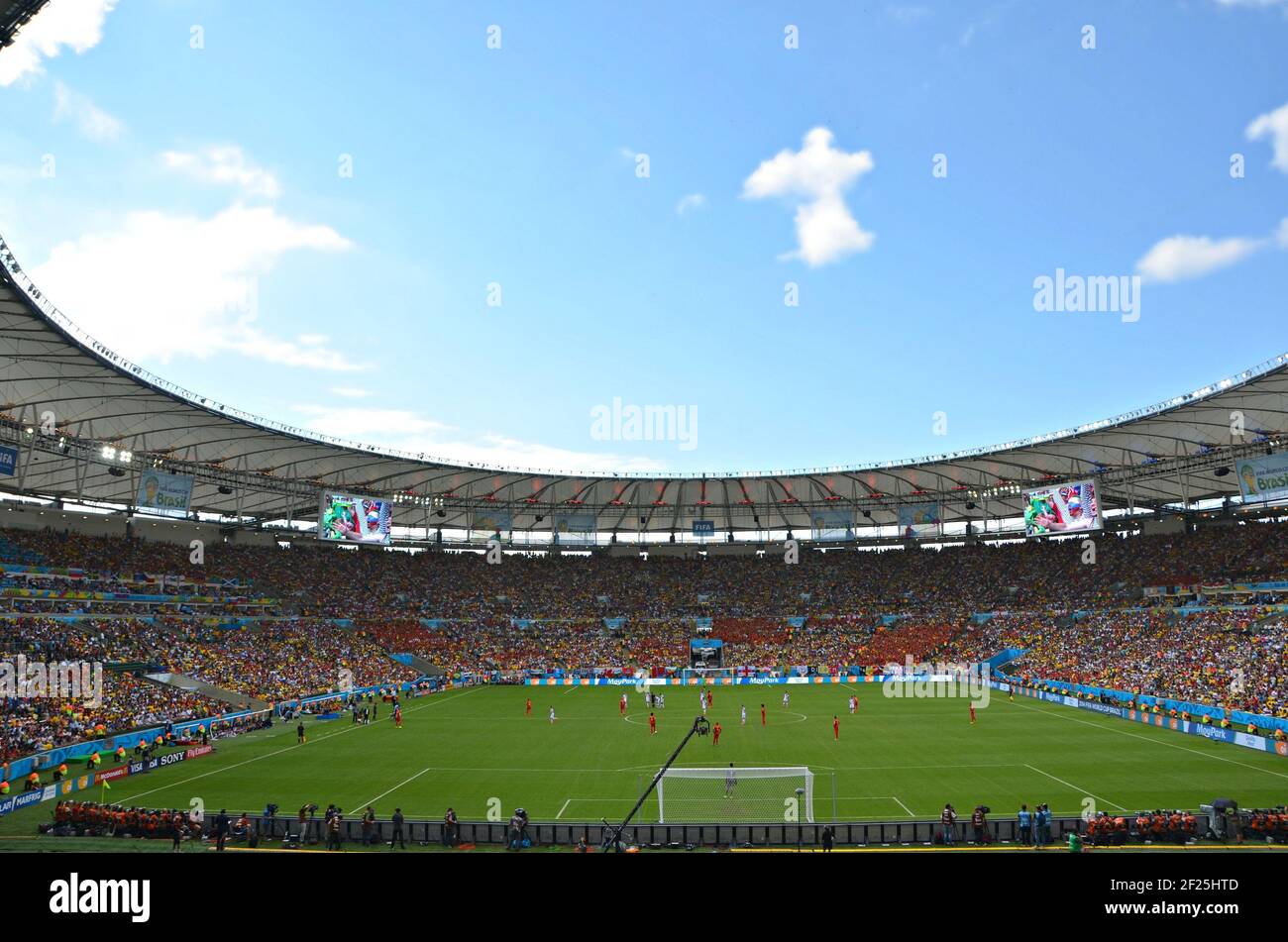 Panoramic interior view of the legendary Maracanã Stadium during the 2014 World Cup in Rio de Janeiro, Brazil. Stock Photo