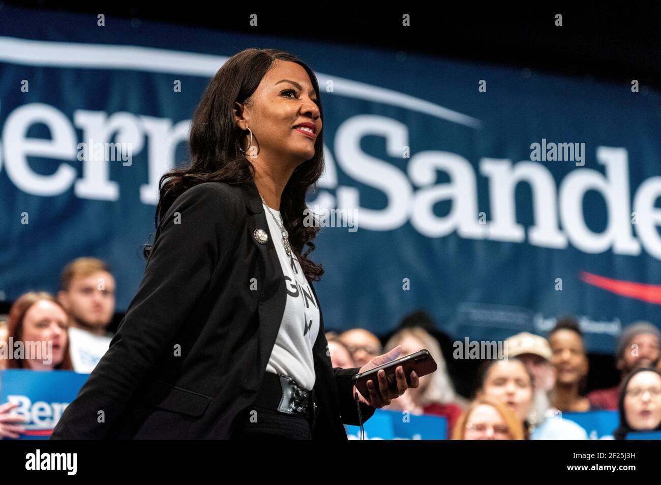 Tishaura Jones, candidate for Mayor of St. Louis, Missouri USA, at Sen. Bernie Sanders campaign rally Stock Photo