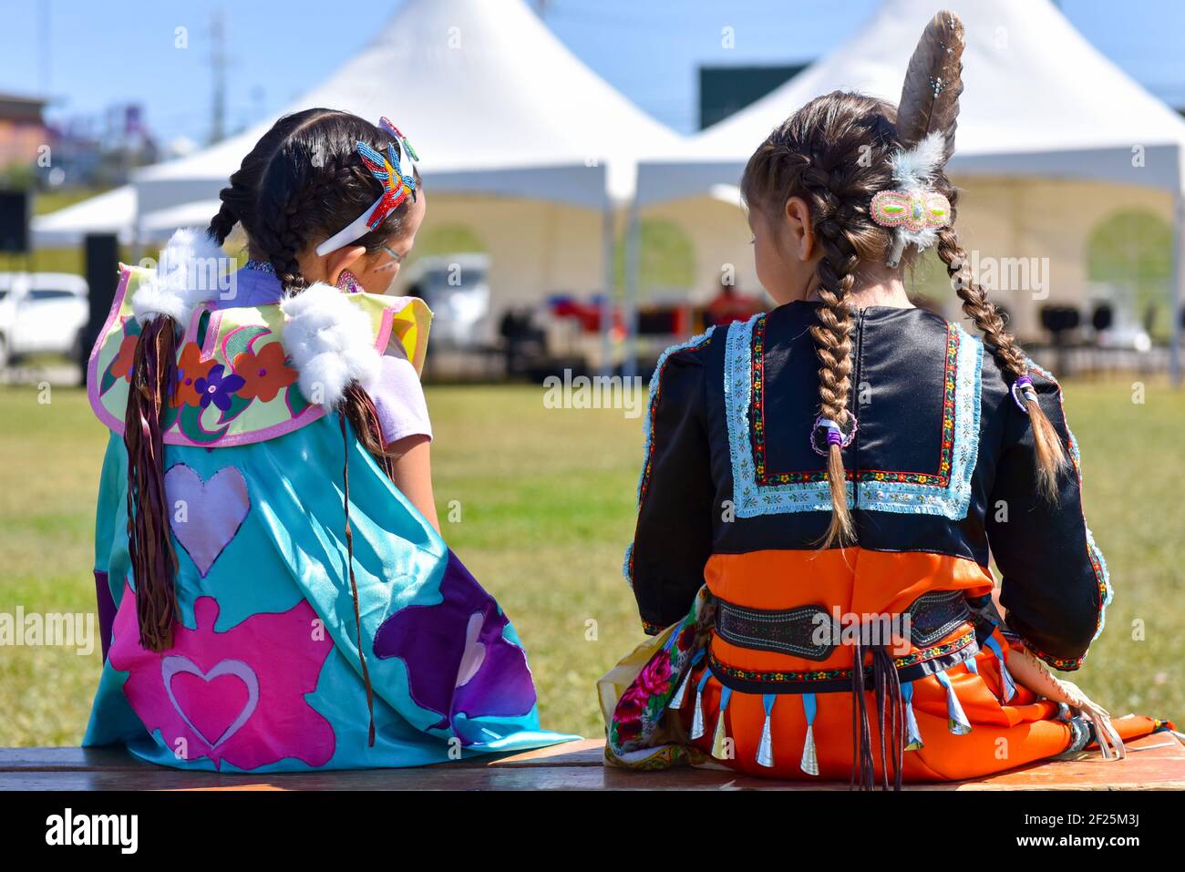 Native girls chatting , Quebec, Canada Stock Photo