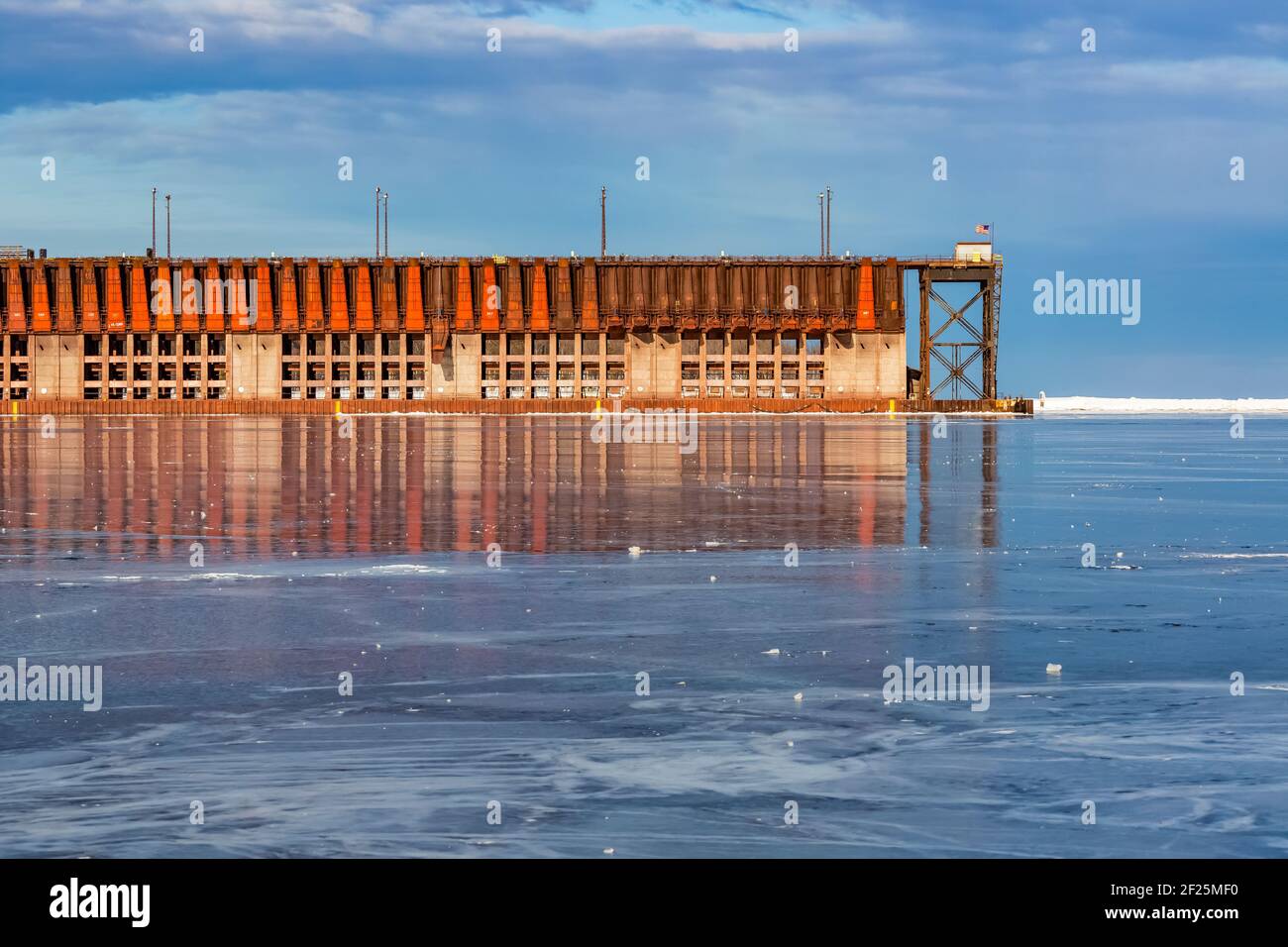 The Lake Superior and Ishpeming Railroad ore loading dock in February