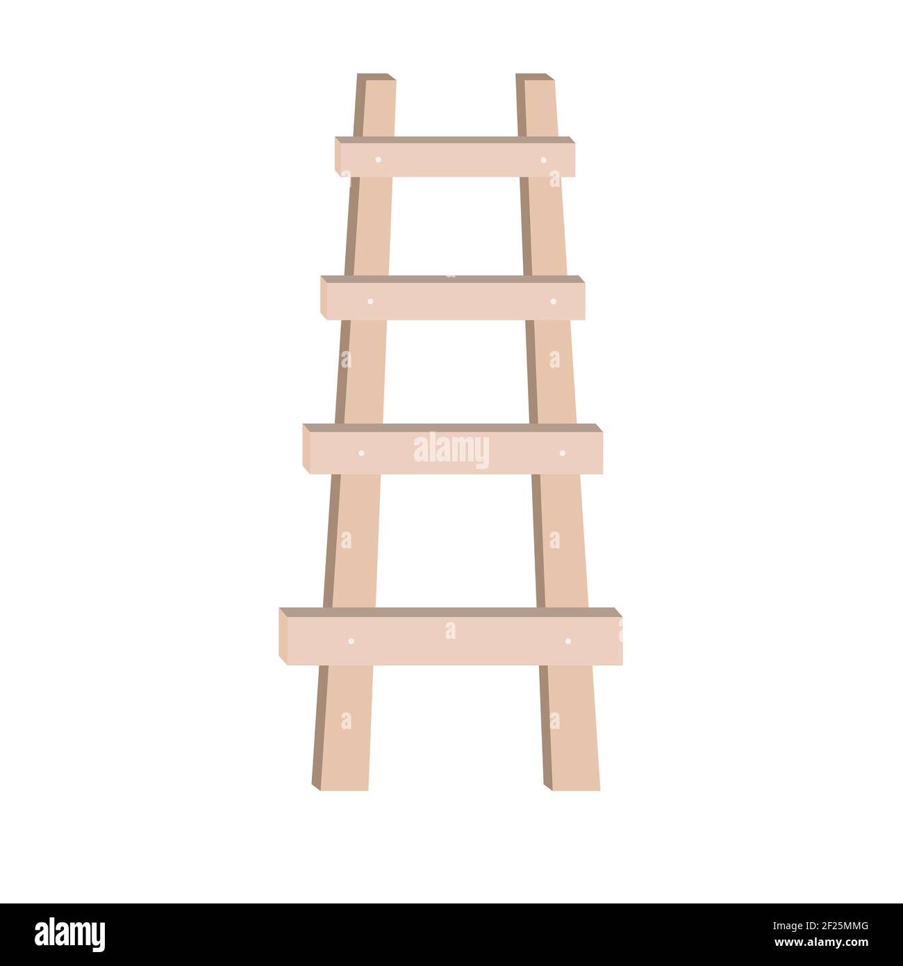 Vector illustration of wooden ladder. Design element for kids backgrounds, interiors or garden decor in natural and Scandinavian style Stock Vector