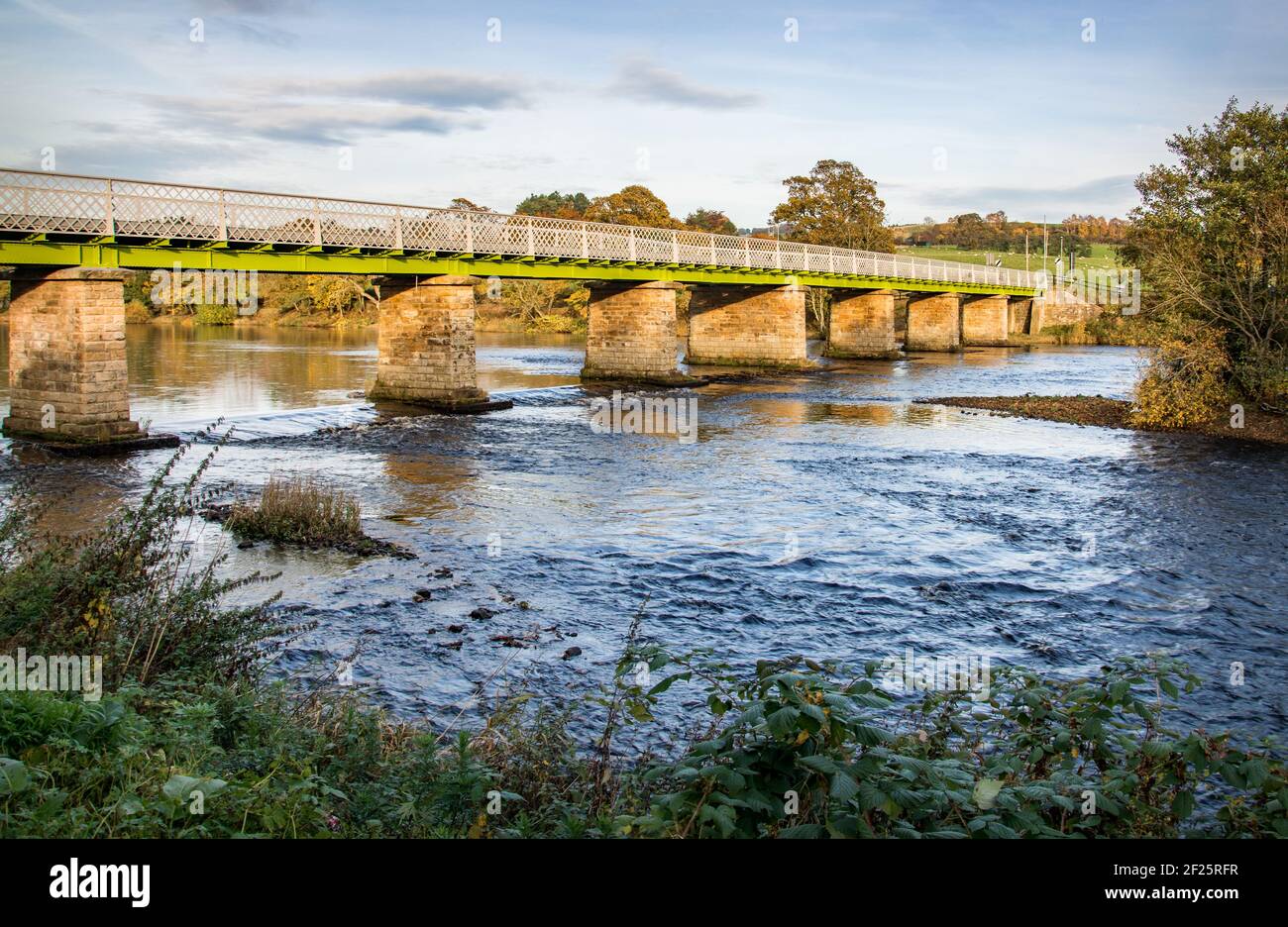 Wark Bridge over River North Tyne, Northumberland, England Stock Photo
