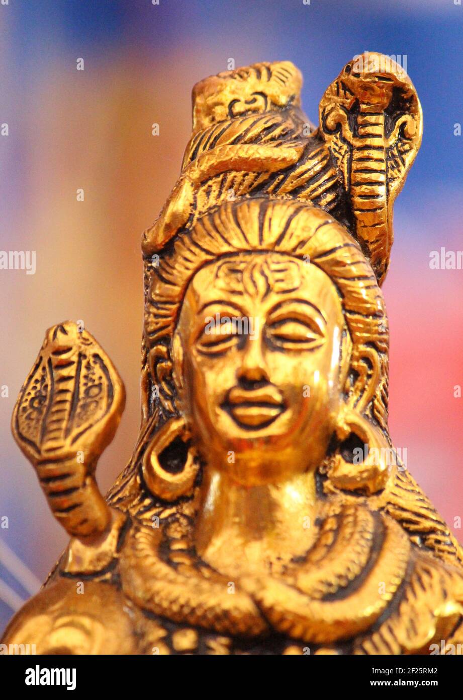 Beautiful golden god mahadev shankar statue Stock Photo