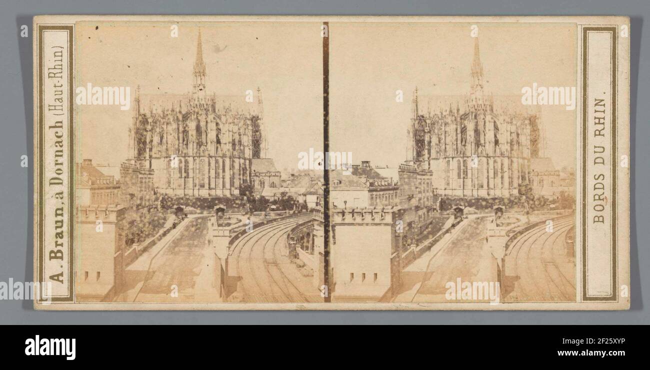 Cologne. Cathedrale.- Card taken from the iron bridge .. Stock Photo