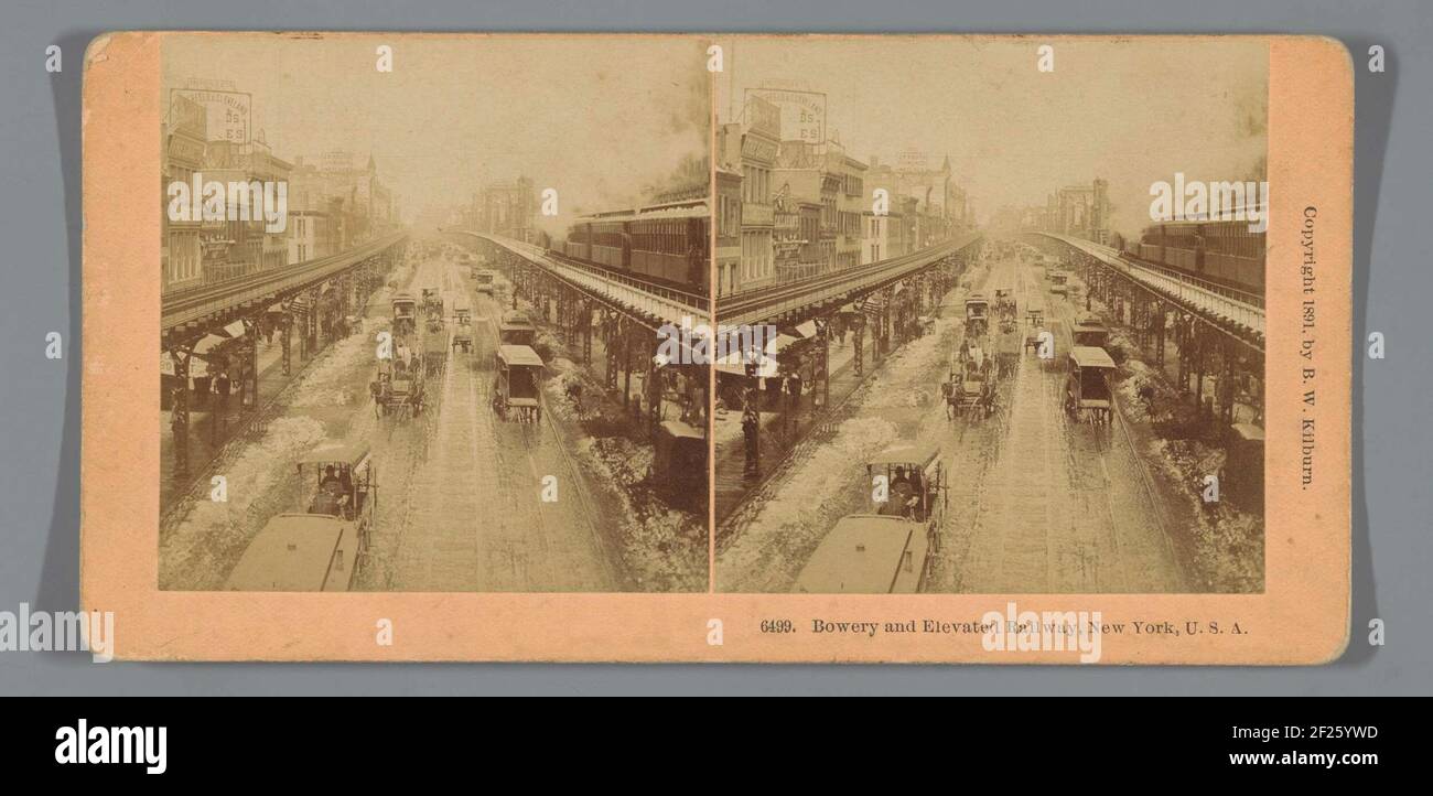 Bowery and Elevated Railway, New York, U.S.A... Stock Photo