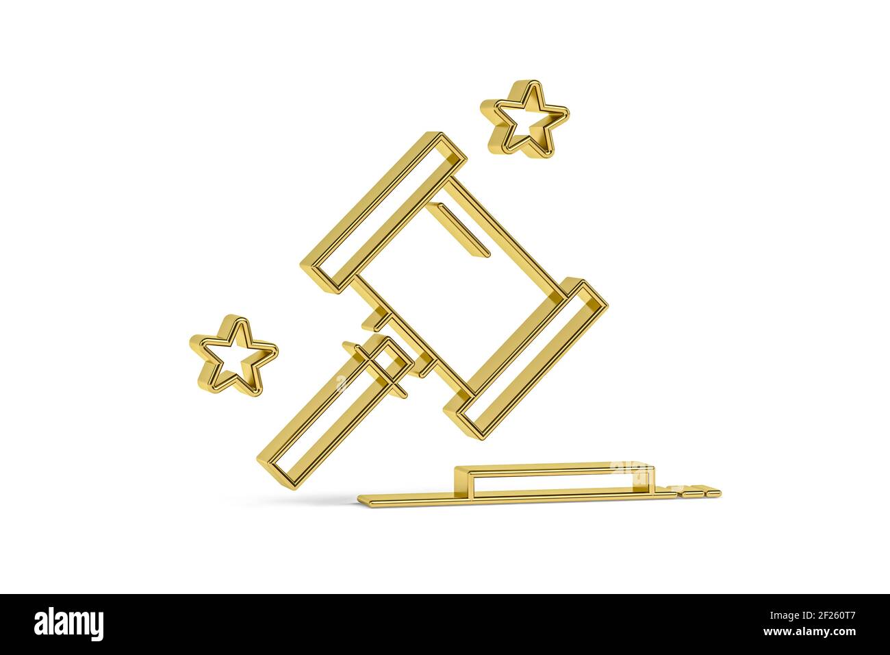 Golden 3d hammer icon isolated on white background - 3D render Stock ...
