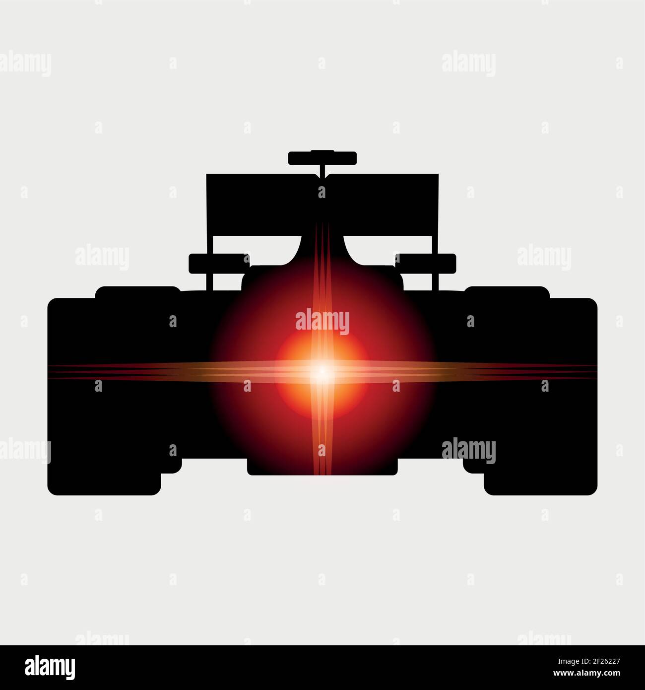 Race car logo, black vector silhouette racing car symbol, with red rear light Stock Vector