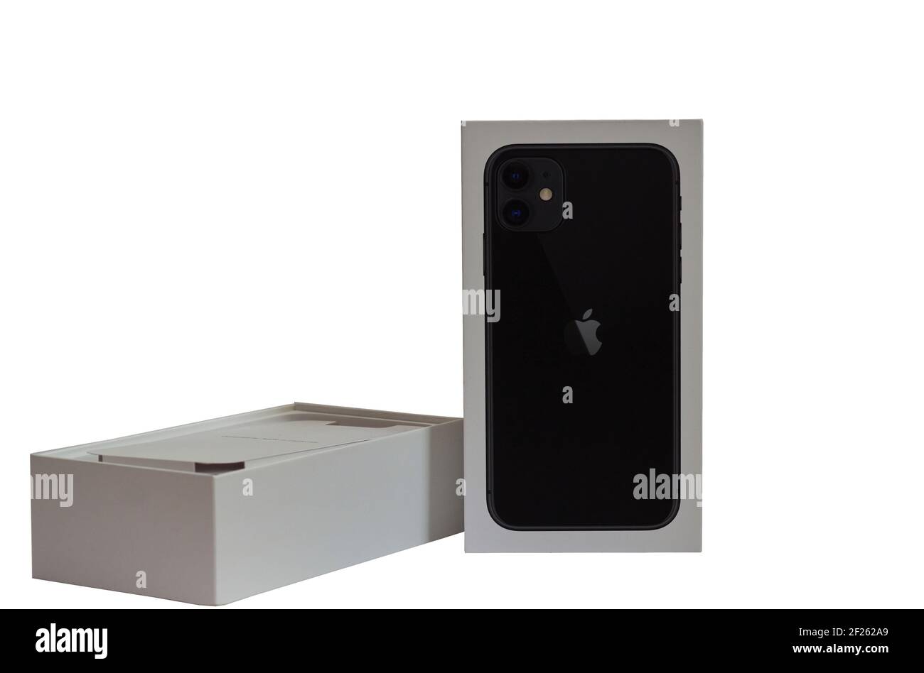 Grodno, Belarus - 01.22.2021: White box from black iphone 11 Stock Photo