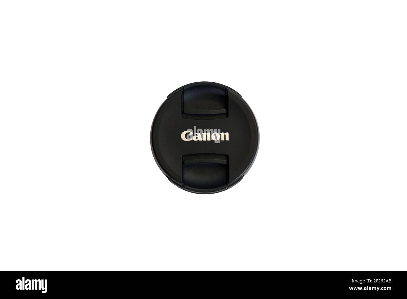 Grodno, Belarus - 01.22.2021: Canon SLR Camera Lens Cap Stock Photo