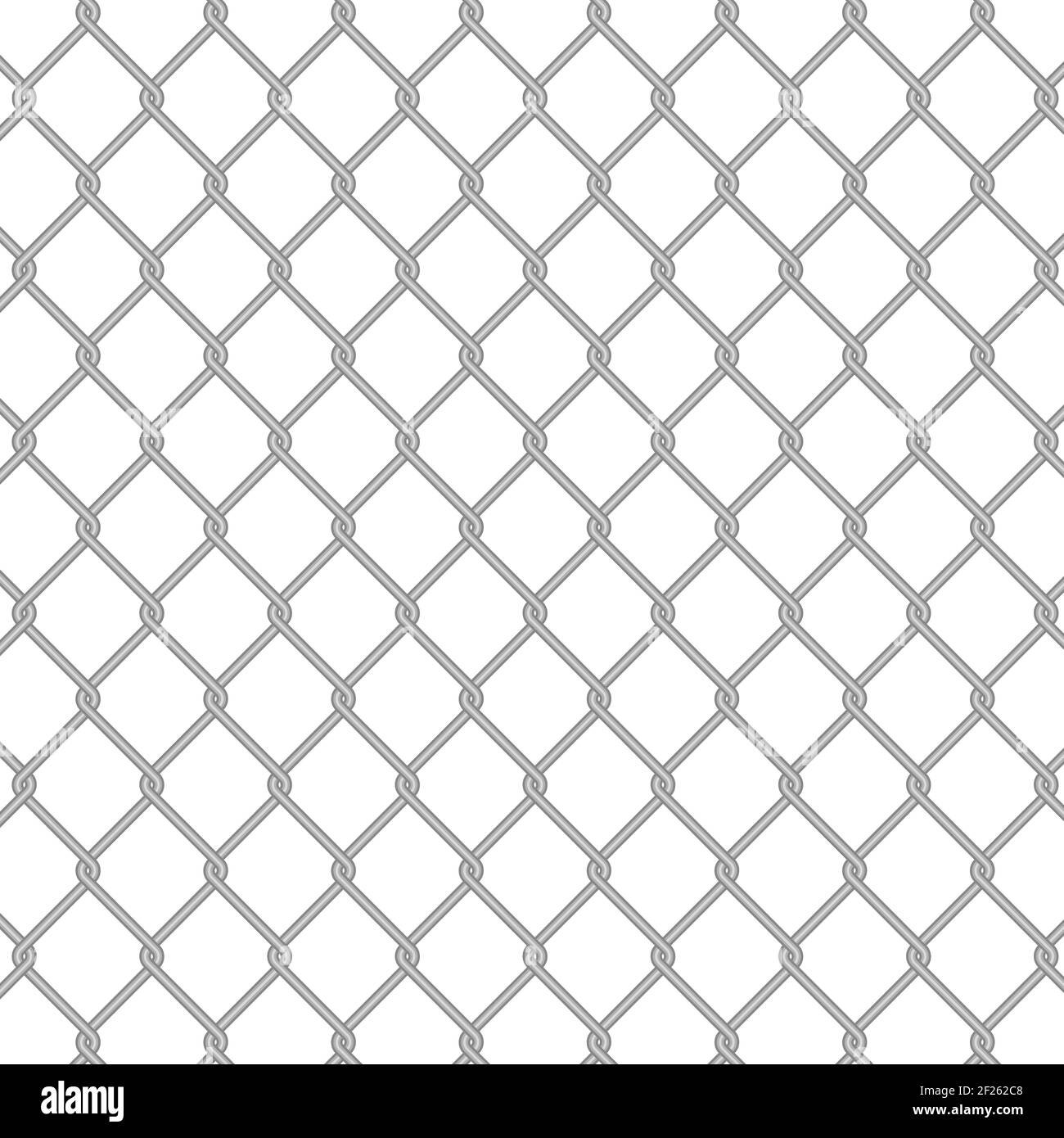 Chain link fence wire mesh steel metal. Fence section. 3D illustration isolated on white. Stock Photo