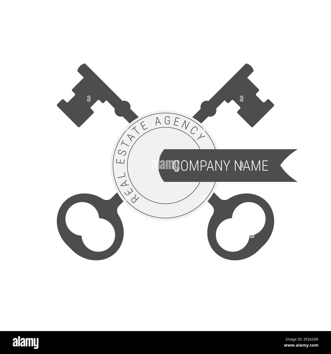 Crossed keys emblem template. Flat illustration isolated on white Stock