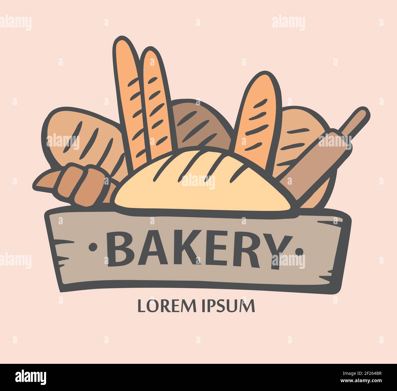 Bakery logo. Hand drawn vector illustration of bread. Bread logo Stock ...