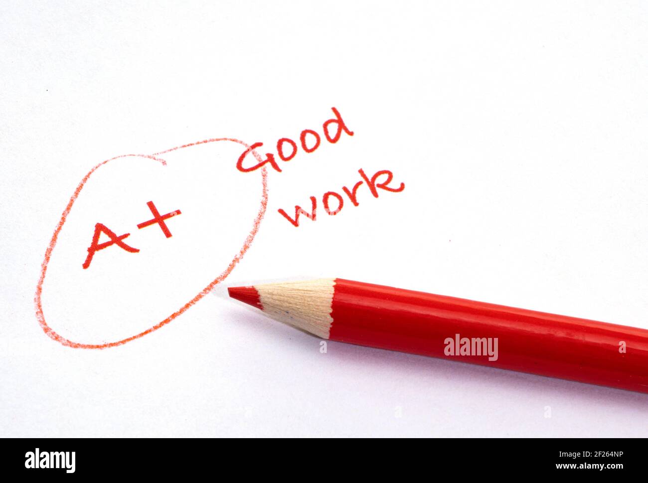 Student receives an A+ grade white background Stock Photo Alamy