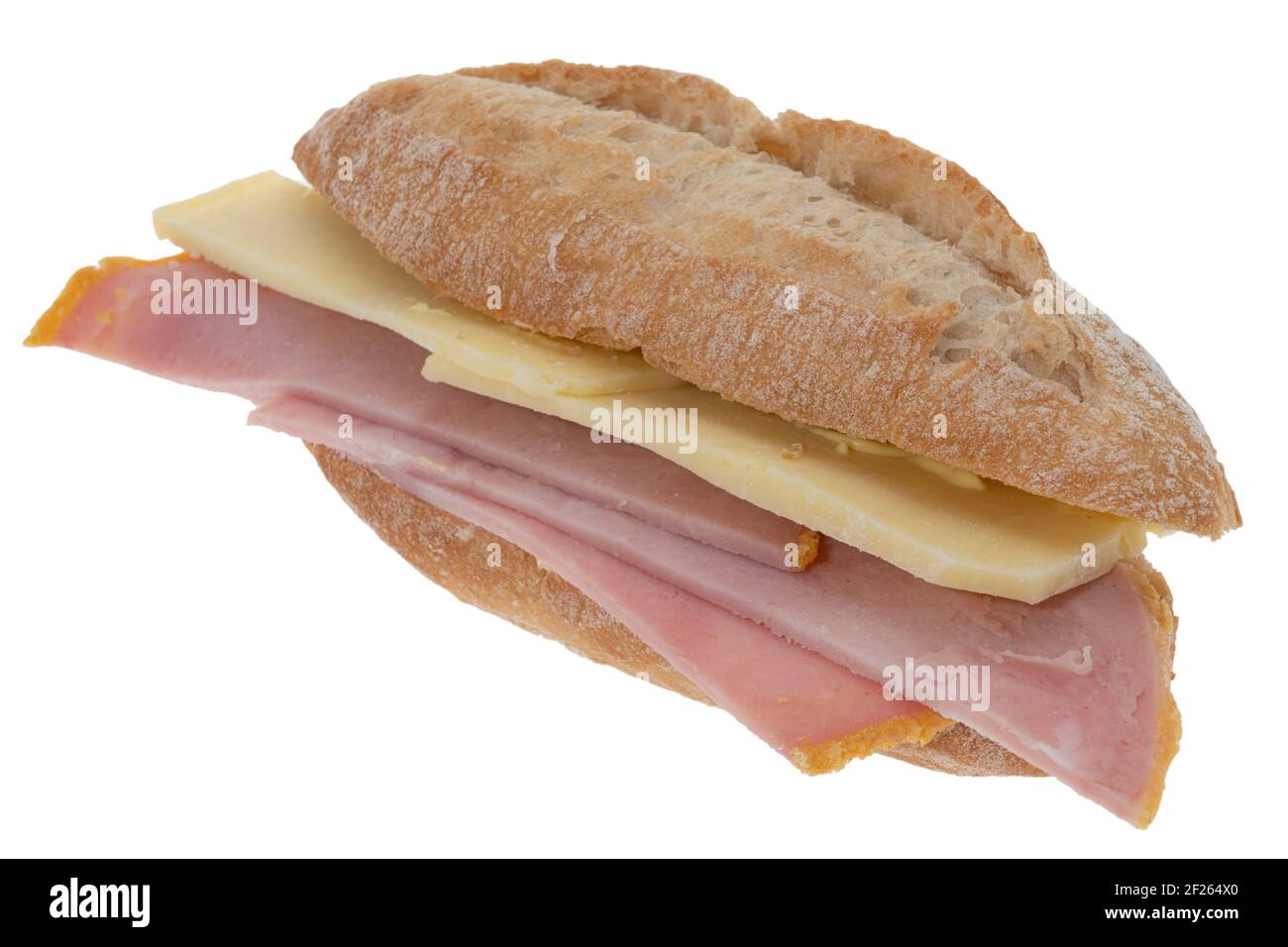 Ham and cheese sandwich - white background Stock Photo