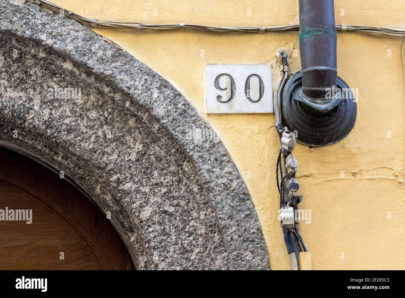 90 ancient house number, concept number Stock Photo