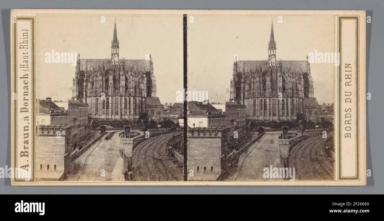 Cologne. Cathedrale.- Card taken from the iron bridge .. Stock Photo